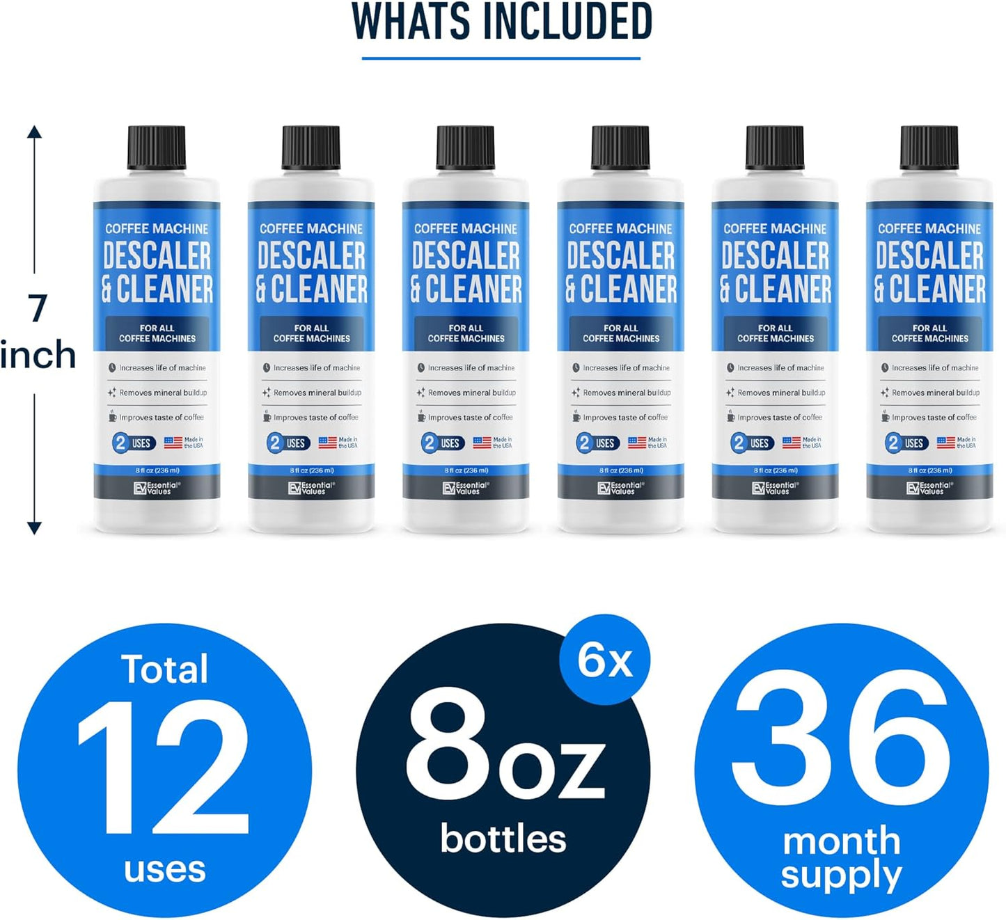 Descaling Solution (12 Uses) Coffee Machine Descaler Cleaner | Compatible with Breville Keurig Nespresso Delonghi & More | Liquid To Descale Automatic Coffee Makers & Espresso Machines