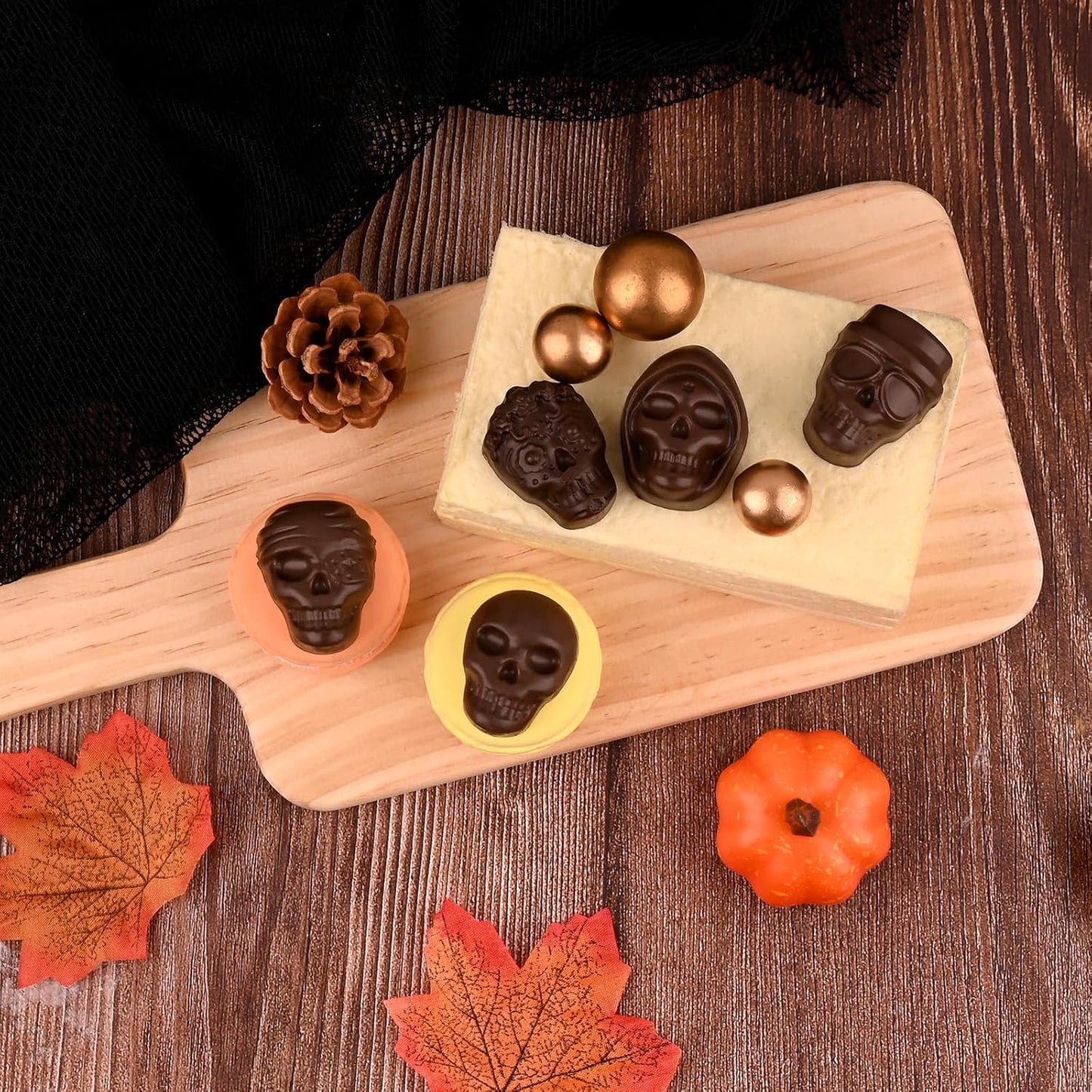 Actvty Skull Chocolate Molds, Halloween Chocolate Candy Molds, 2 Packs 10 Cavity Skull Silicone Molds with 5 Different Designs for Making Chocolate, Candy, Gummy, Jello, Cake Decor, Wax Melts