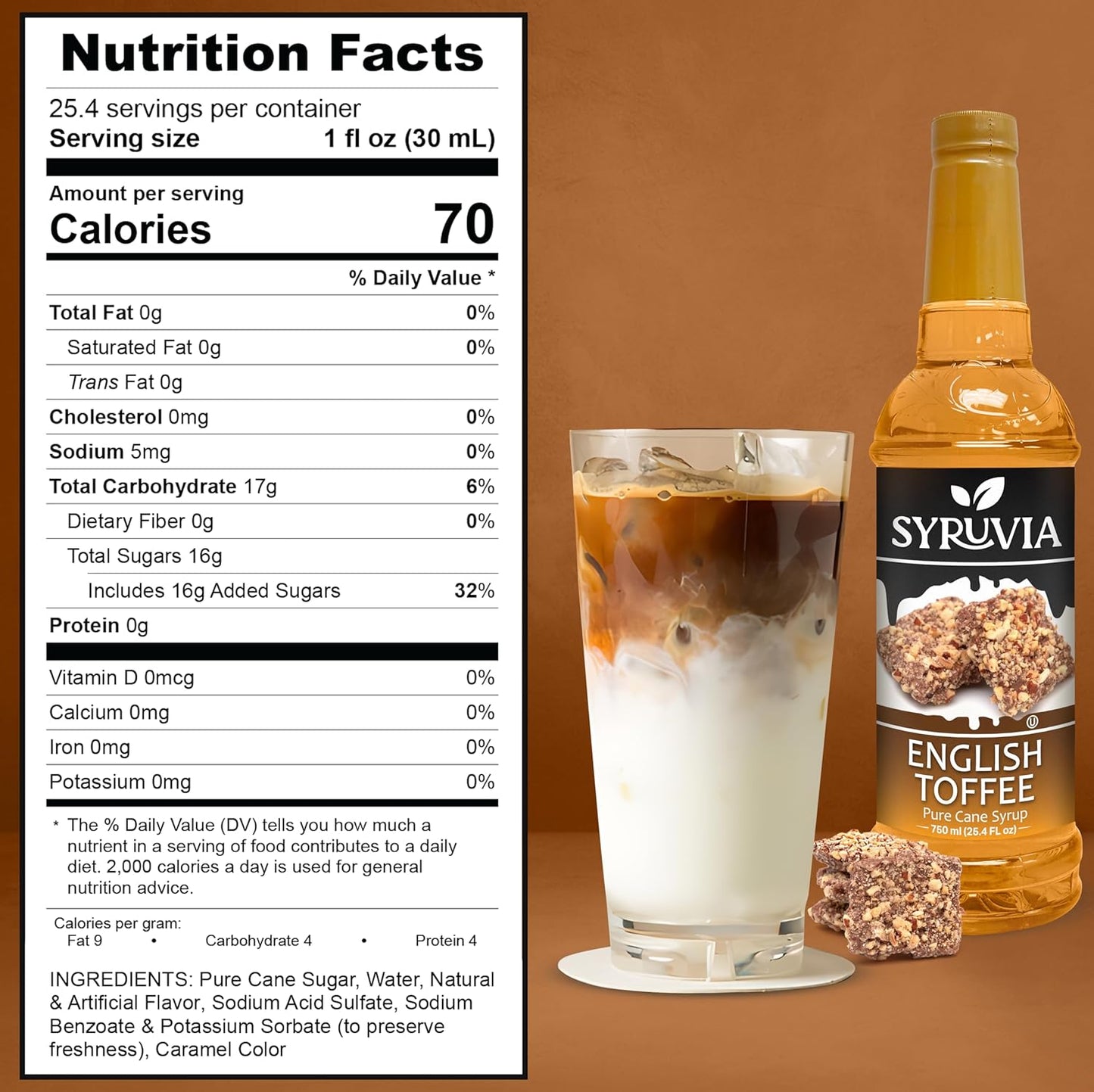 Syruvia Pistachio Latte Syrup & English Toffee Syrup - 25.4 fl oz. Premium Coffee Flavoring Syrup. Kosher, & Gluten-Free. Perfect for Enhancing Drinks, Smoothies, Sodas, Shakes, Desserts, & More.