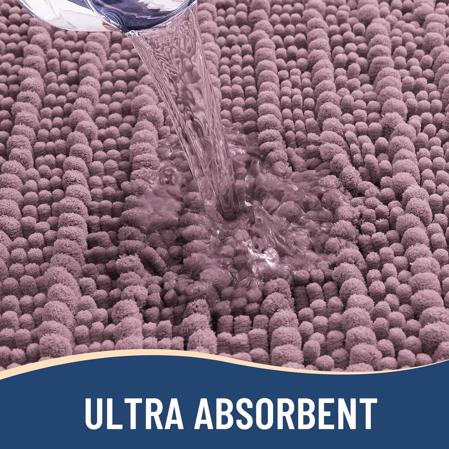 Arotive Luxury Chenille Bathroom Rug Mat, Extra Soft Thick Absorbent Shaggy Bath Rugs, Non-Slip Machine Wash Dry, Plush Bath Mats for Bathroom, Shower and Tub, 47x24, Deep Plum