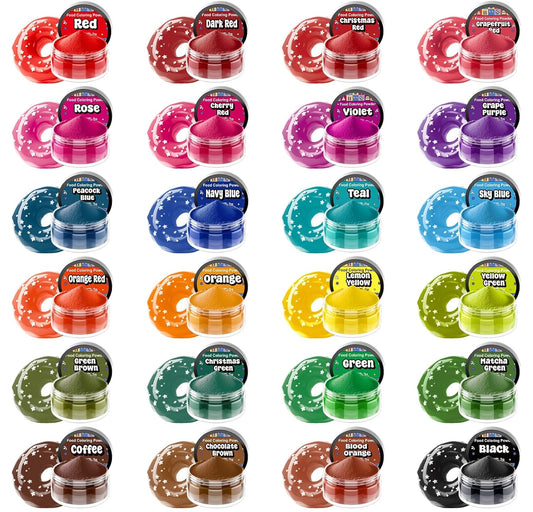 Food Coloring Powder - 24 Vibrant Colors Powder Food Coloring, Flavorless High Concentrated Food Dye for Icing, Cake Decorating, Baking, Cookies, Frosting, Slime - 2g/bottle