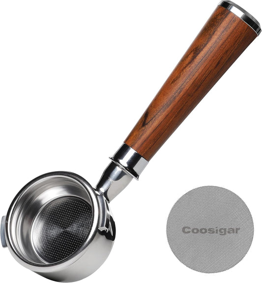 58mm Bottomless Portafilter | Fits for Gaggia machines| Stainless Steel portafilter and Mahogany Handle|Espresso Machine Accessories(Mahogany)