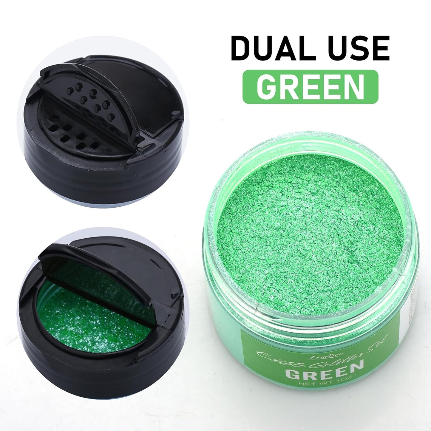 Edible Glitter - 30g Edible Luster Dust Metallic Food Grade Coloring Glitter for Drinks, Cake Decorating, Baking - Edible Dust Powder Shimmer Sprinkle Powder for Icing, Cocktail, Wine, Candy (Green)