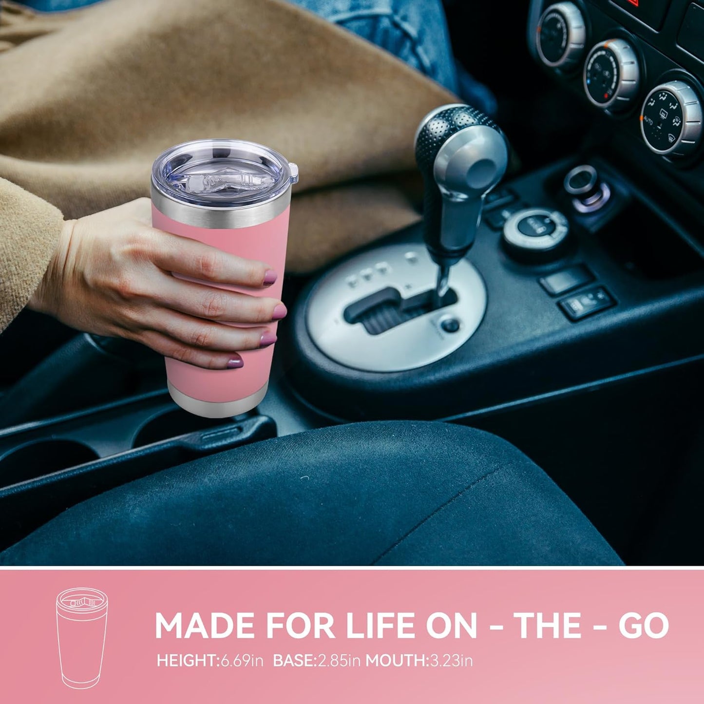 20 oz Tumbler Stainless Steel Tumblers Bulk with Lid Double Wall Insulated Coffee Tumbler Cups for Hot & Cold Drinks Powder Coated Travel Coffee Tumbler Mug Metal (Rose Pink, 12 pack)