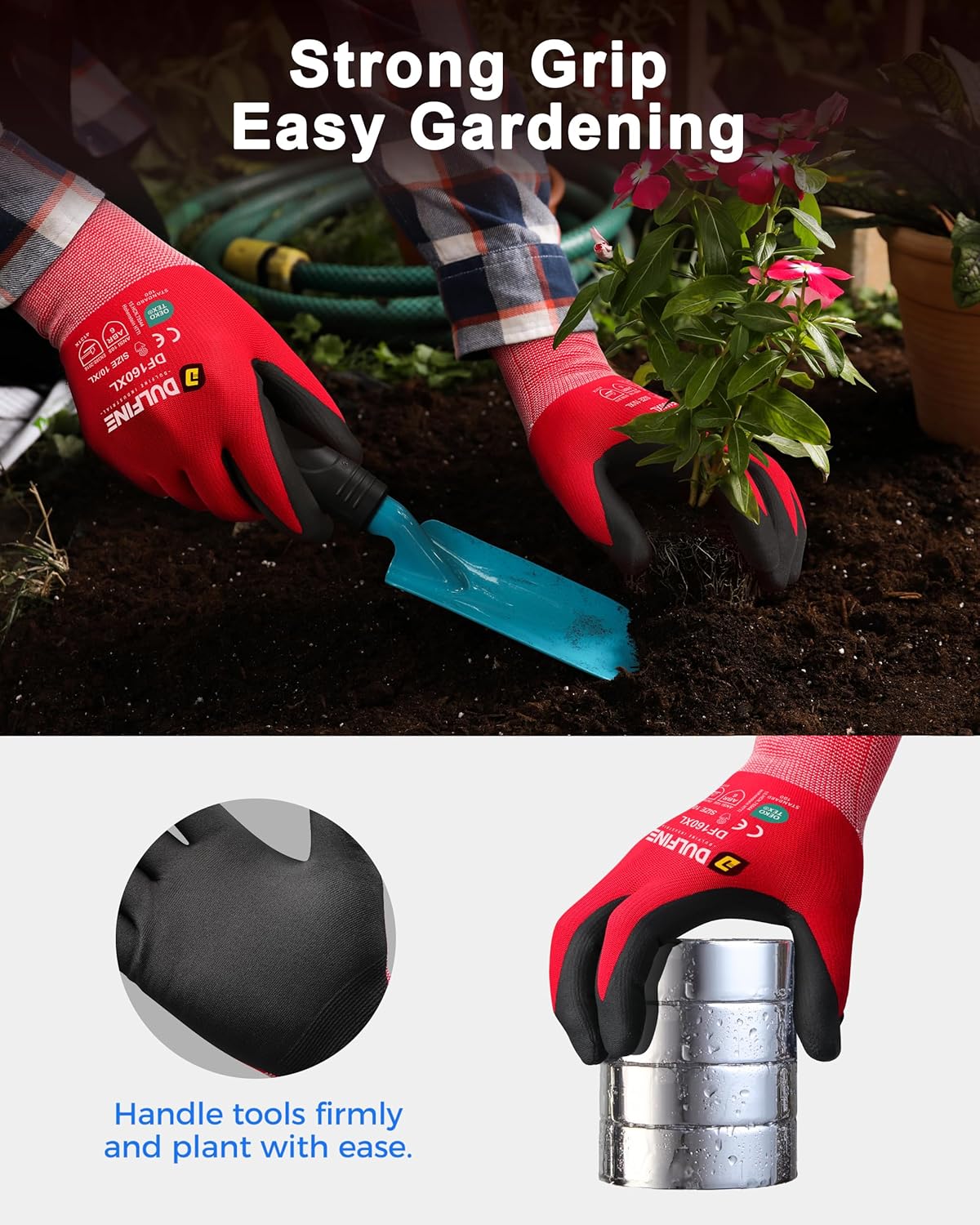 DULFINE Safety Work Gloves MicroFoam Nitrile Coated-36 Pairs Pack,Seamless Knit Nylon Glove with Black Micro-Foam Nitrile Grip,Ideal for General Purpose,Automotive,Home Improvement,Painting(Large)