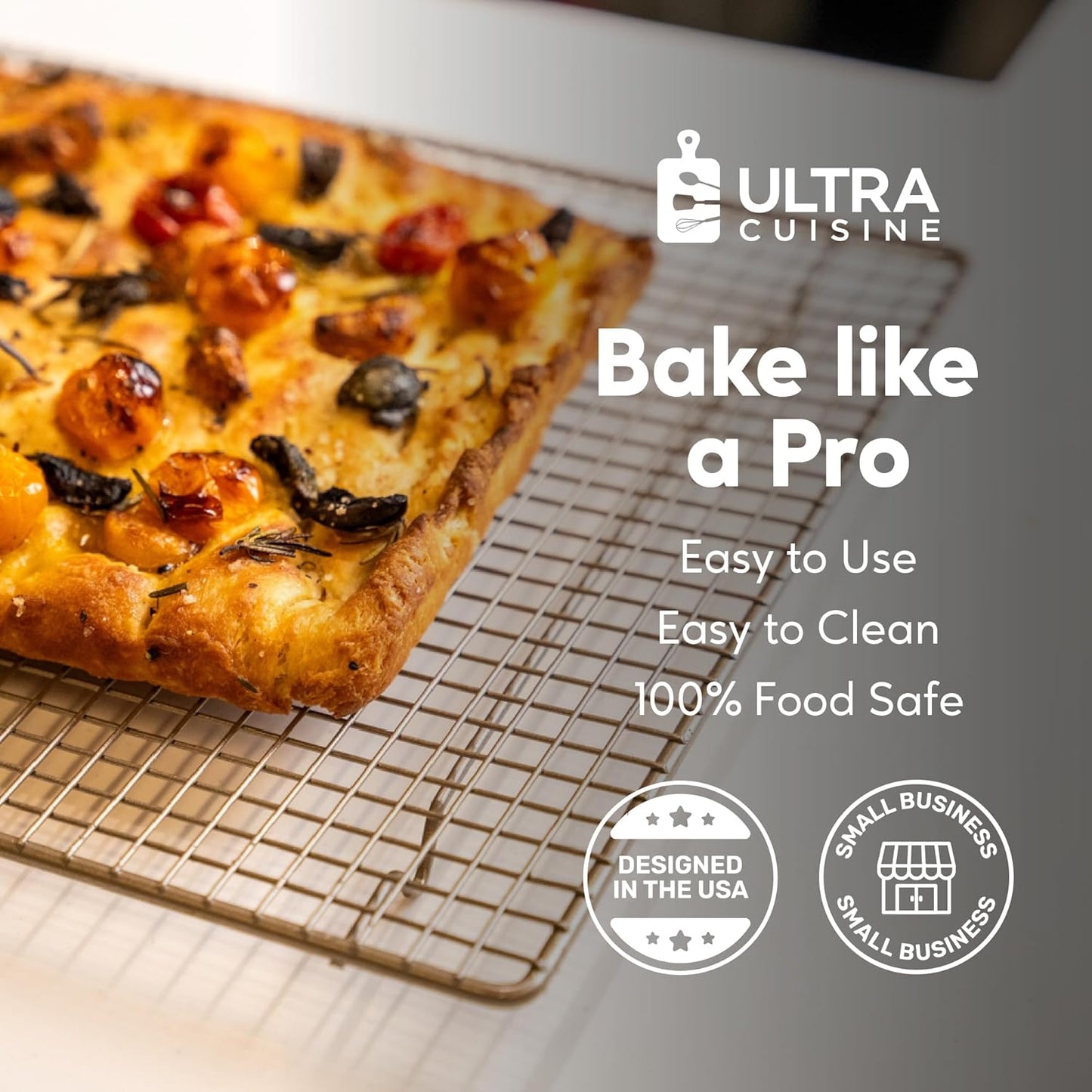 Ultra Cuisine Heavy Duty Cooling Rack for Cooking and Baking - Professional Grade Premium100% Stainless Steel Baking Rack & Wire Cooling Mesh for Roasting & Grilling - Dishwasher Safe - 11.5" x 16.5"