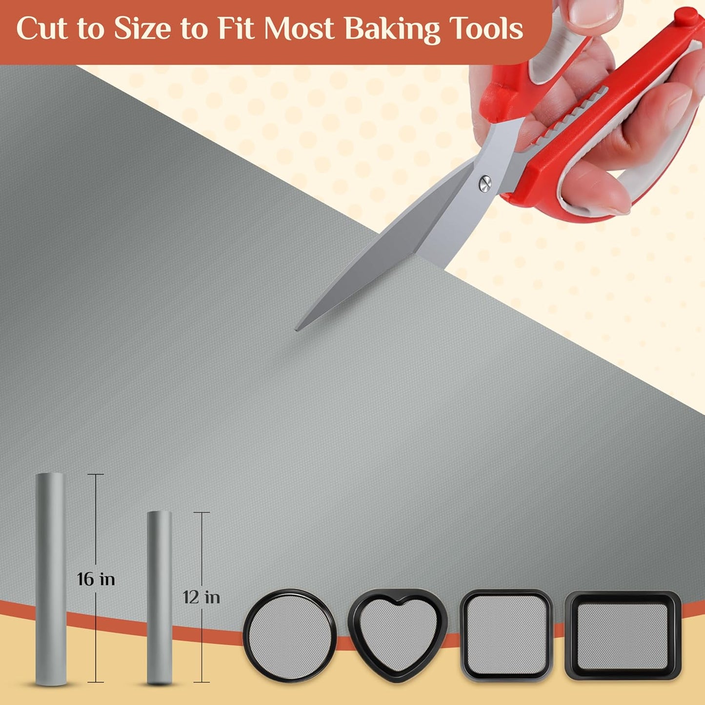 Silicone Baking Mat, 12 IN x 6 FT Free Cutting Baking Sheet, Non-Stick Reusable Dough & Pastry Mat, Non-Slip Silicone Mat Roll for Air Fryer Liner, Freeze Dryer, Oven Baking Pan, Kitchen Counter