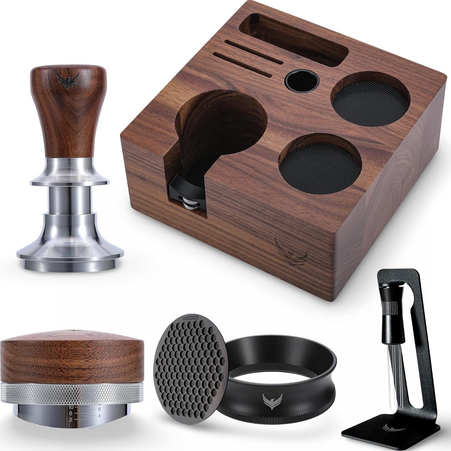 58mm Espresso Accessories Kit Includes Coffee Tamper, Distribution Tool, Tamping Box, Puck Screen, Portafilter Funnel for Perfect Espresso Shots
