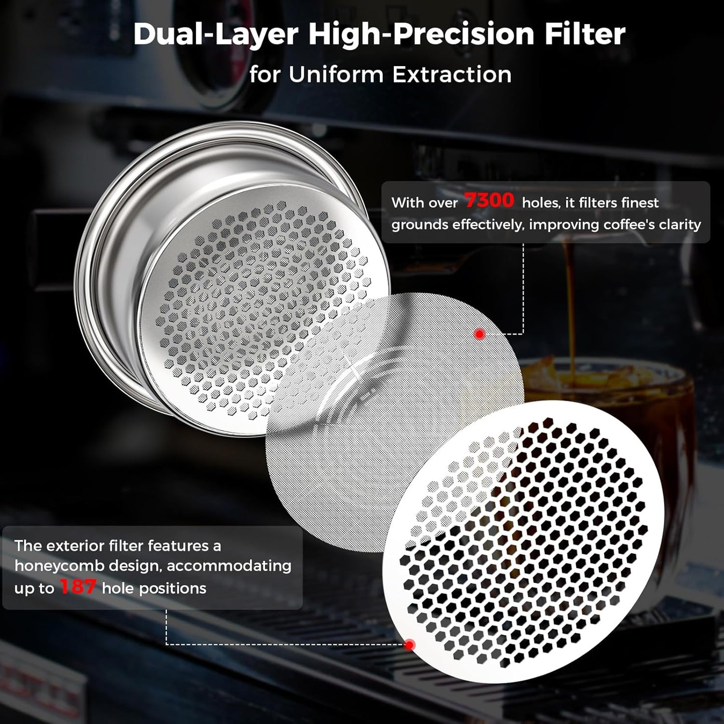 IKAPE Espresso 51mm Portafilter, 2 Ears Coffee Portafilter with Silicone Handle, Compatible with Delonghi ECP3420, EC155, BCO430, EC260 Coffee Machine