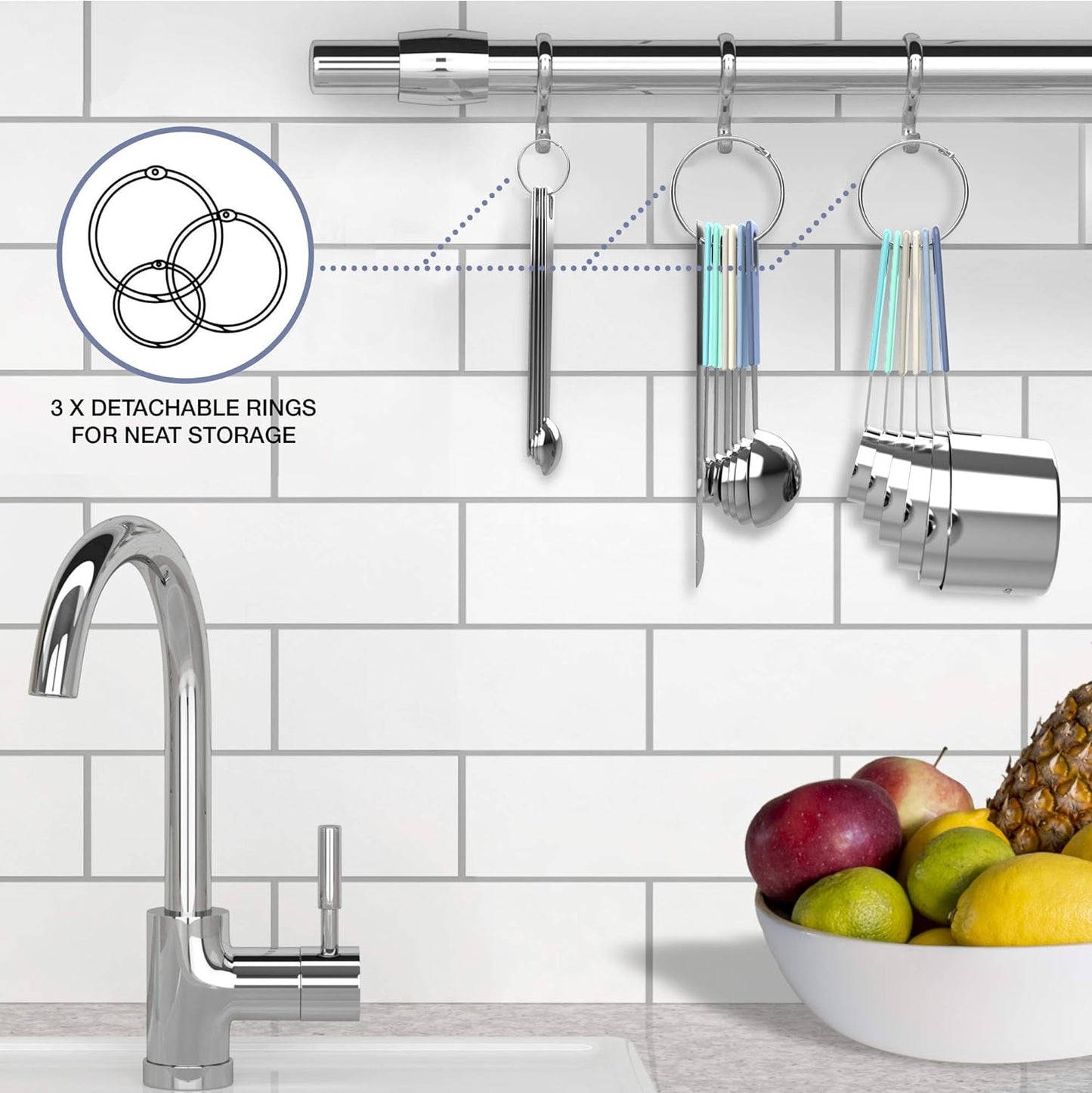 22-Piece Stainless Steel Measuring Cups and Spoons Set, Tad Dash Pinch Smidgen Drop Mini Measuring Spoons, Measuring Stick Leveler, Measurement Conversion Chart Fridge Magnet, (Farmhouse)