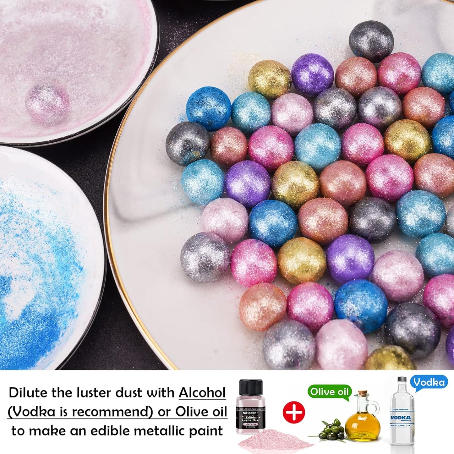 NiHome Edible Food-Grade Glitter Powder Glimmer Luster Dust Metallic Fancy Food Decorating Sprinkle Glimmery Dust for Drink Wine Beverage Cake Bakery Vegan Allergen-Free (Light Pink, 0.35oz/10g)