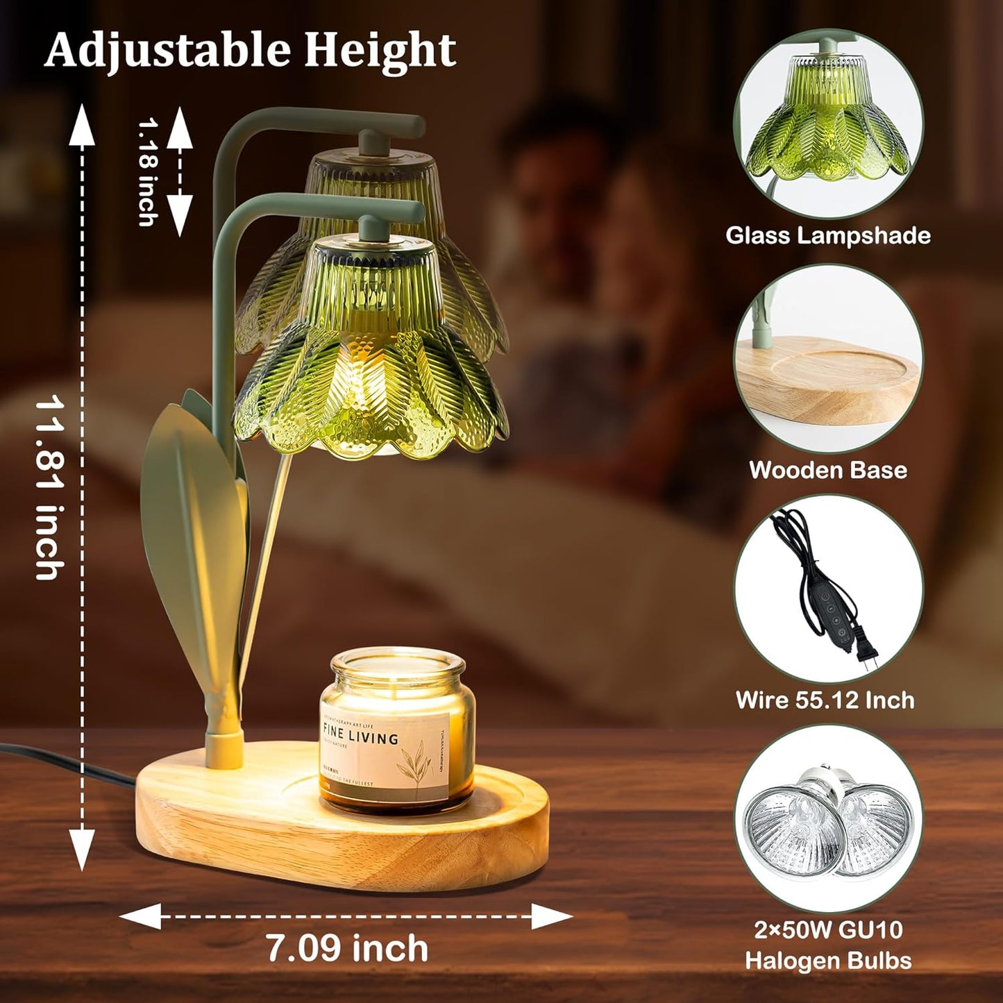 Flower Candle Warmer Lamp with Timer,Dimmable Candle Lamp Warmer,Adjustable Height Candle Warmer for All Jar Candles,Bedroom Living Room Home Decor Aesthetic Christmas Birthday Gifts (Lotus flower)