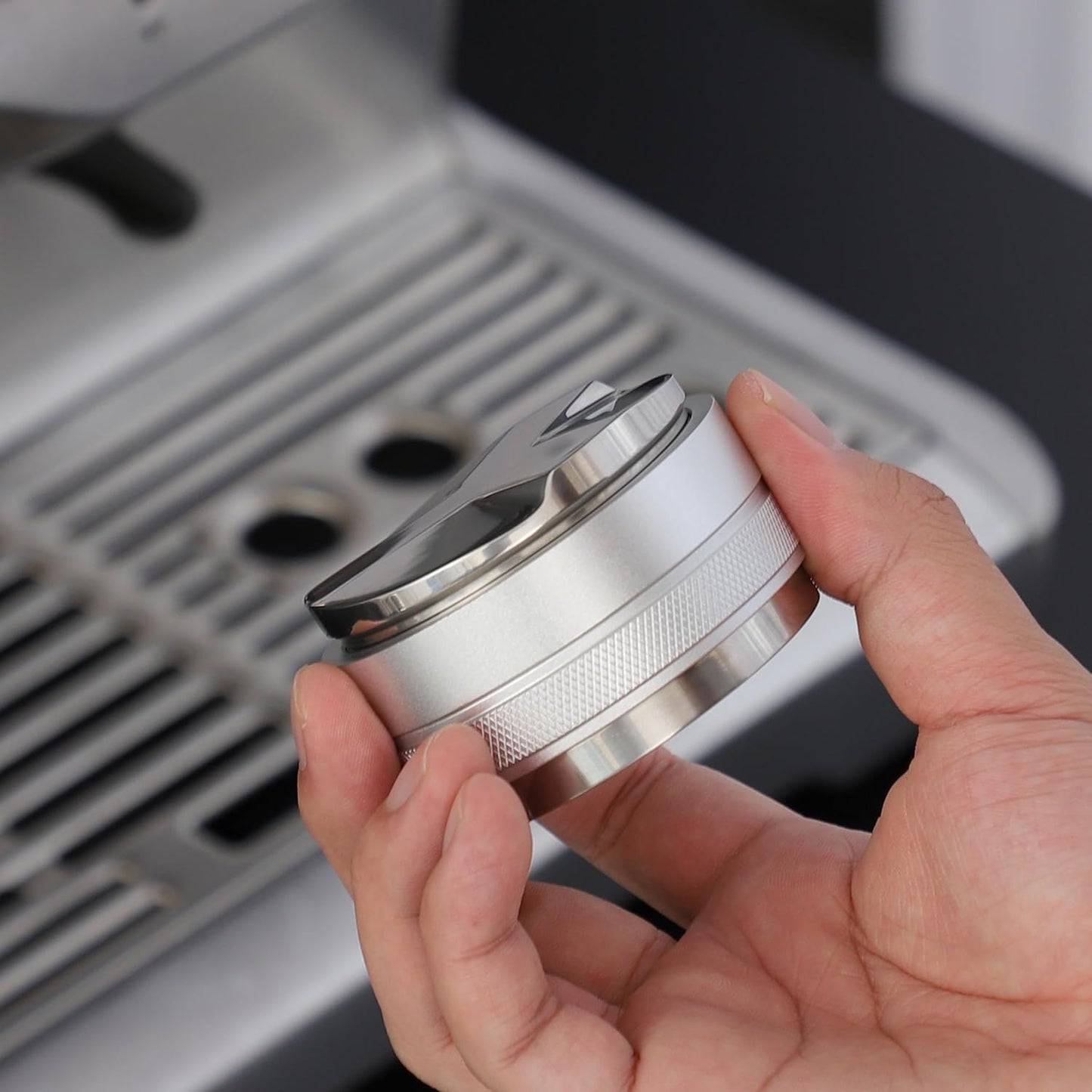 51mm Coffee Distributor and Tamper,Dual Head Coffee Leveler Fits for Delonghi 51mm Portafilter,Professional Espresso Hand Tamper.(Silver)