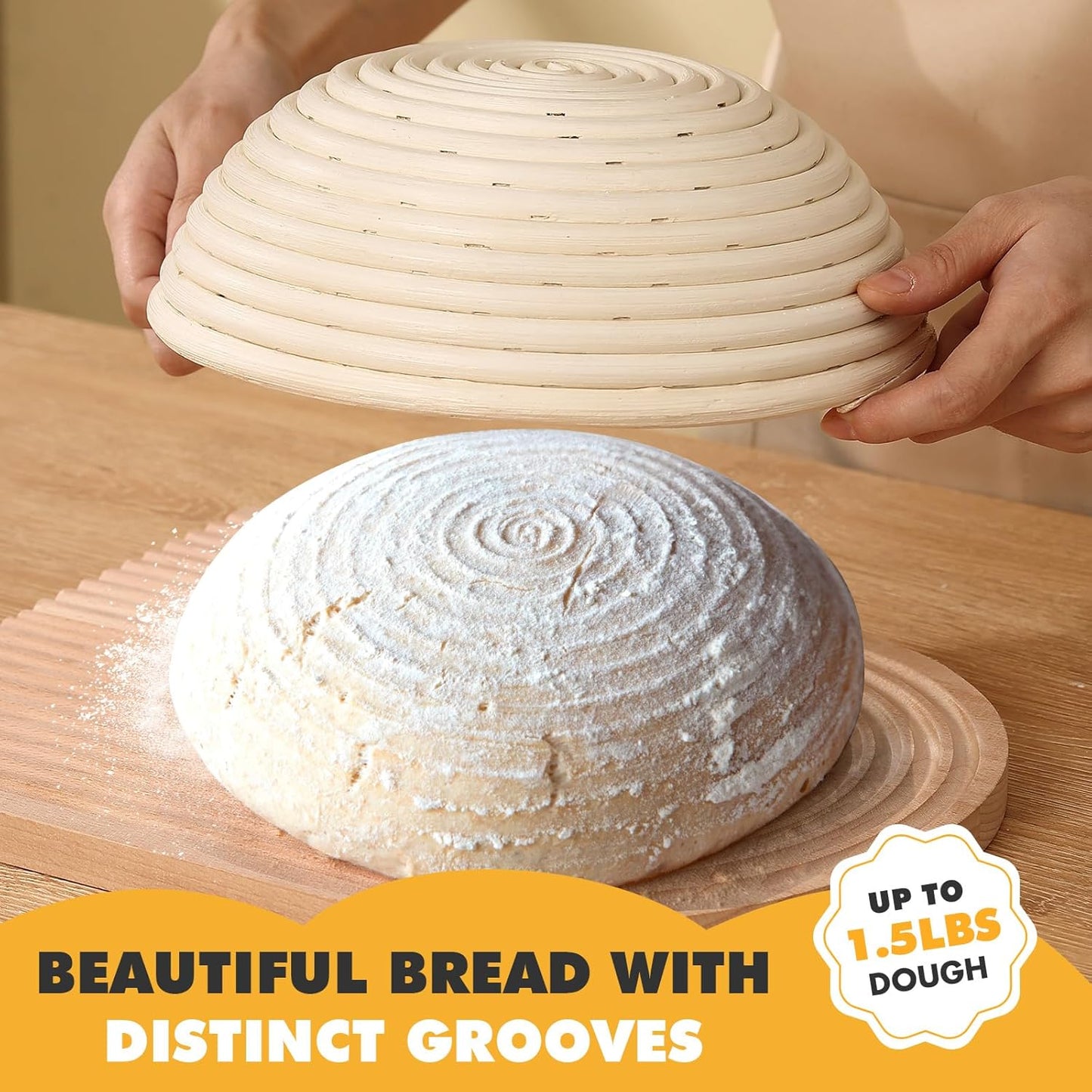 Sourdough Bread Baking Supplies, Sourdough Starter Kit, 9 Inch Round Banneton Basket with Cloth Liners, Dough Scrapers, Dough Whisk, Dough Cutter, Bread Lame for Making Baking Fermentation