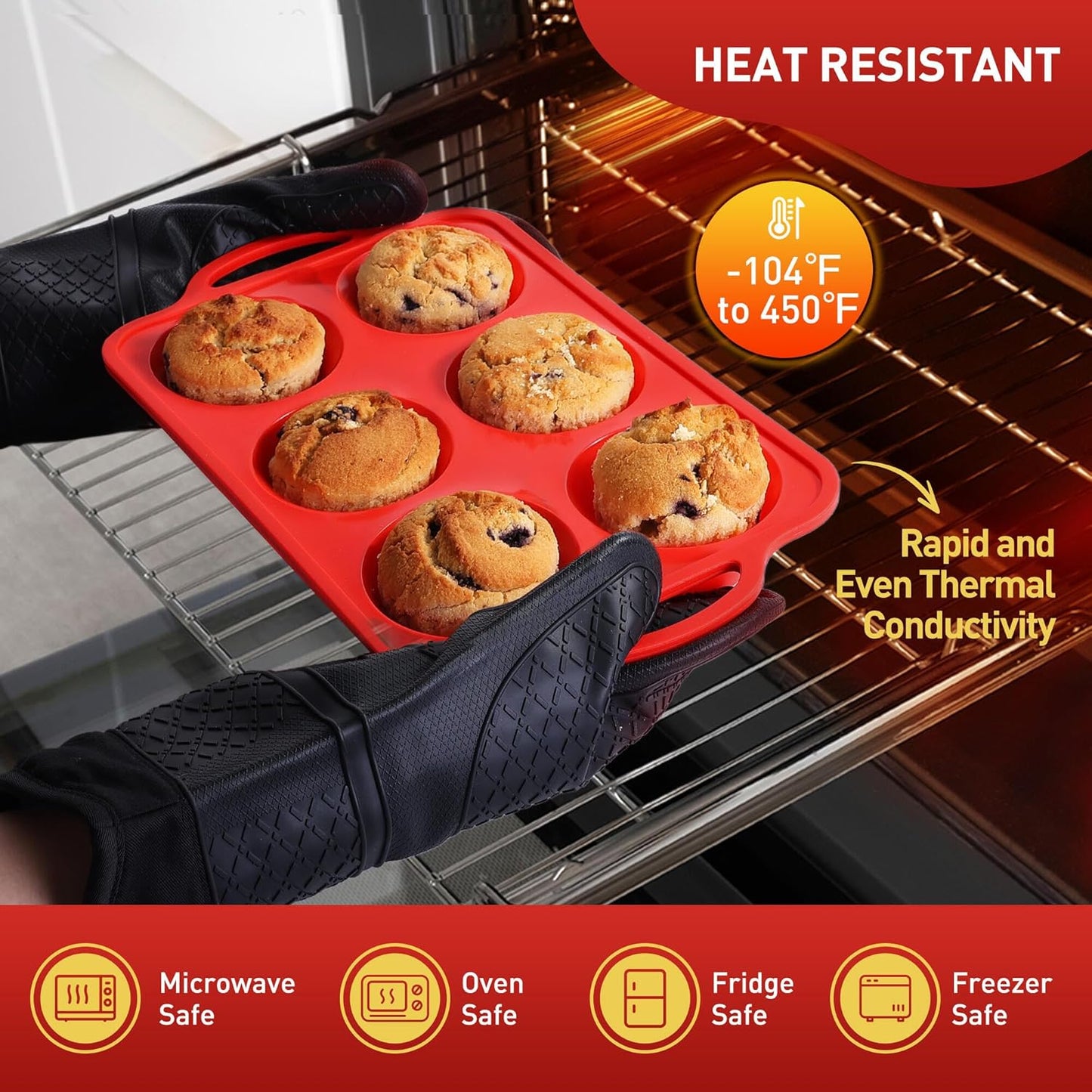 2 Packs 6 Cups Silicone Muffin Pan with Metal Reinforced Frame Jumbo Size Cupcake Pan Tray Egg Bites Cookie Molds Muffin Tin Tart Pans Moldes De Silicona Para Gelatina Hornear Flan Chocoflan