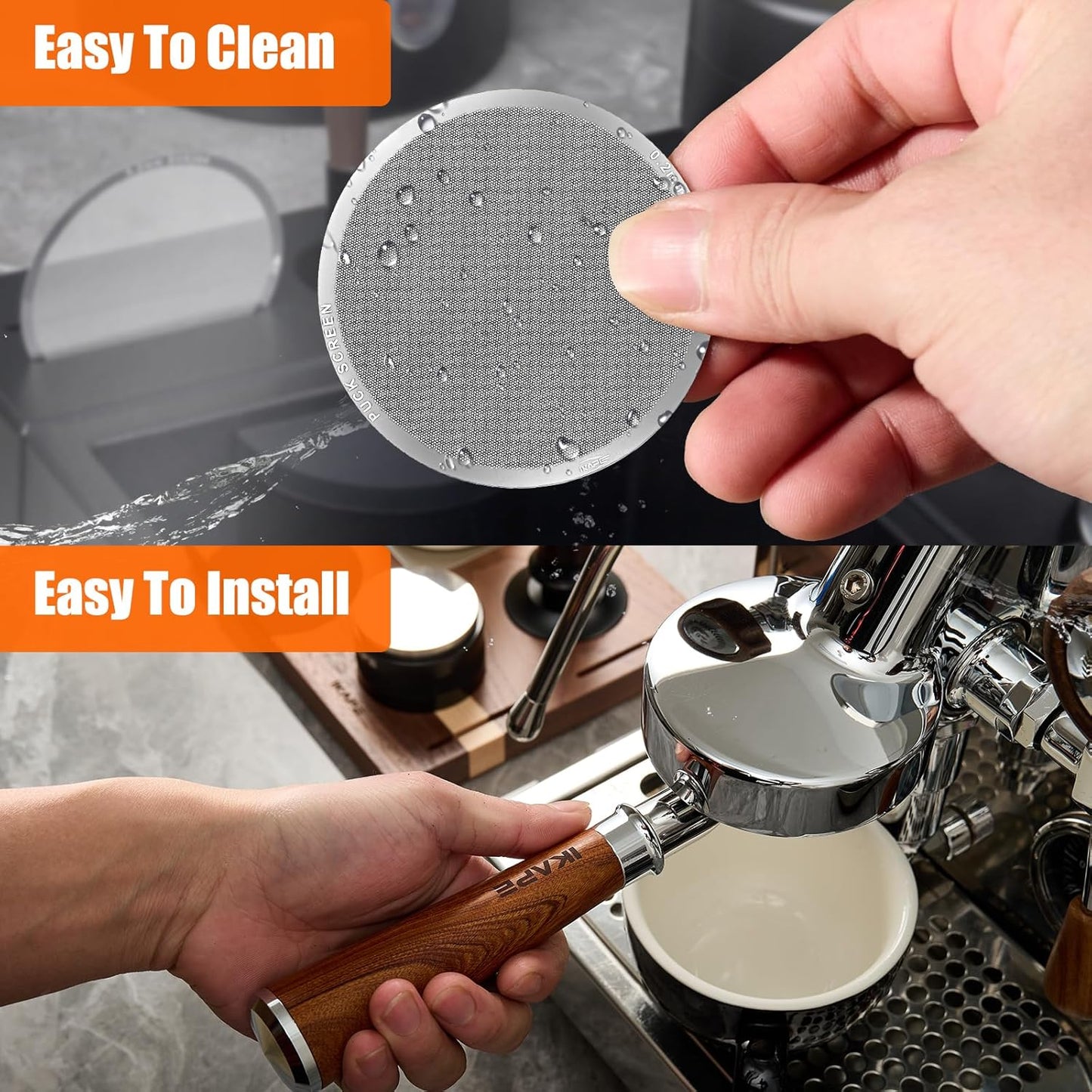 IKAPE 51mm Espresso Puck Screen, 0.2mm Thickness, Reusable Metal Ultra-thin & Ultra-light Coffee Filters, Food-grade 316 Stainless Steel Coffee Puck Screen for Espresso Baristas