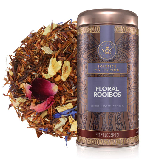 Teabloom Herbal Tea, Floral Rooibos Loose Leaf Tea, Rooibos Blend with Floral Flavors and Scent, Kosher Certified, 3.17 oz/90 g Canister Makes 35-50 Cups