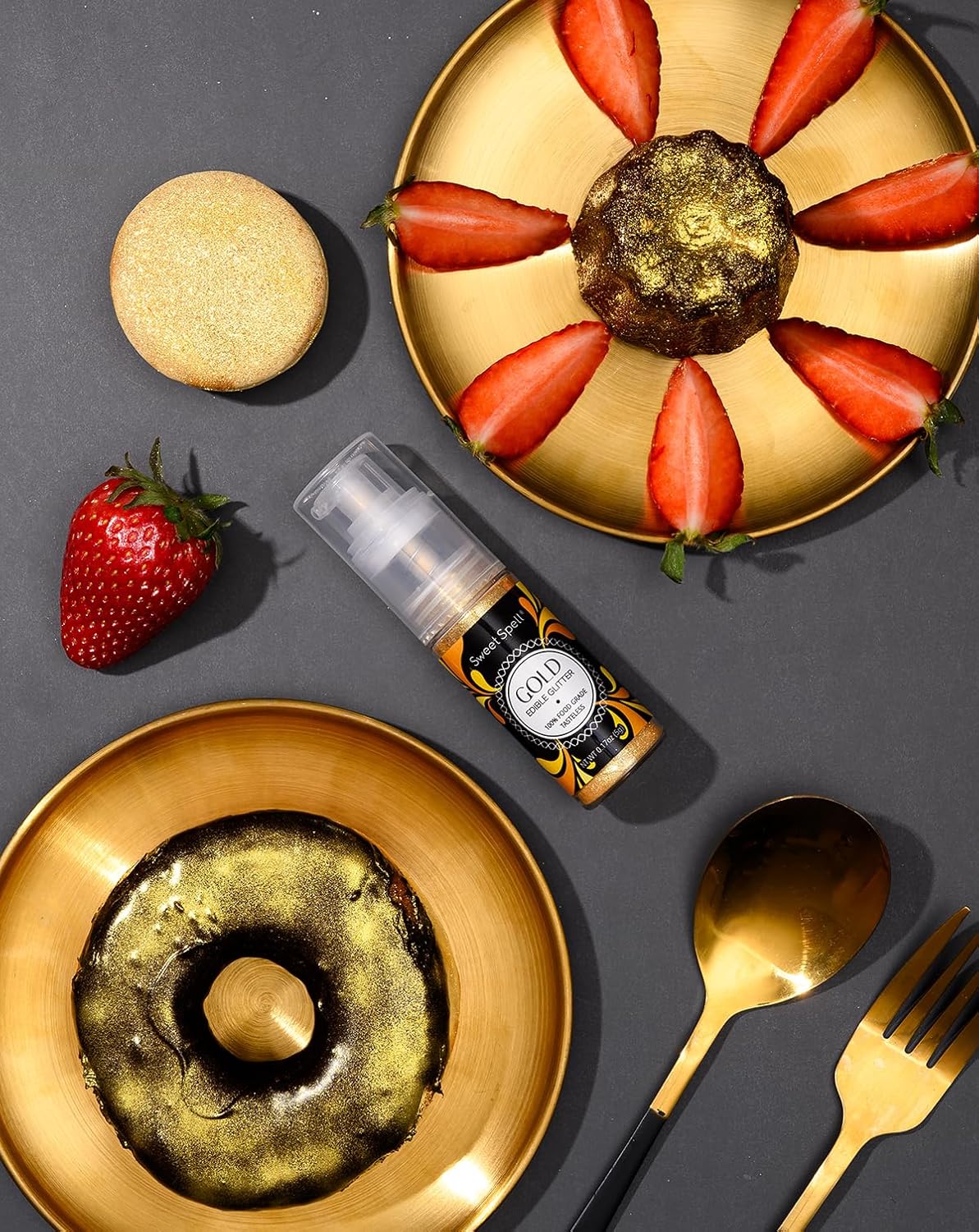 Sweet Spell Edible Cake Glitter Spray – Shimmering Magic for Cakes Decorating & Cocktails – 100% Edible, Food-Grade, Vegan, Gluten-Free (Gold)