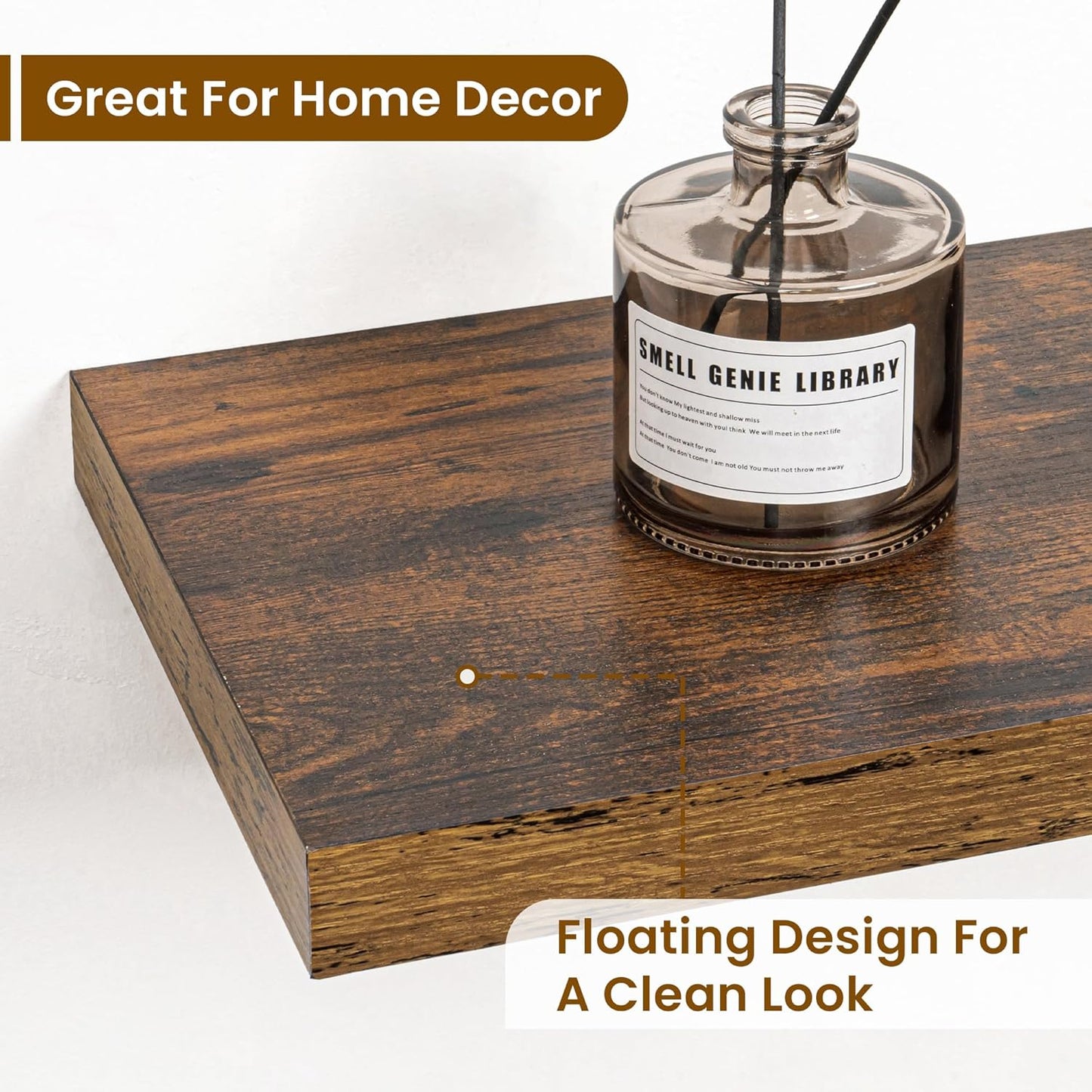 36 Inch Floating Shelves, 9.3 Inch Deep Rustic Wall Shelves - Extra Deeper Wall Mounted Storage Shelves for Bathroom, Kitchen, Living Room (Brown, Set of 2)