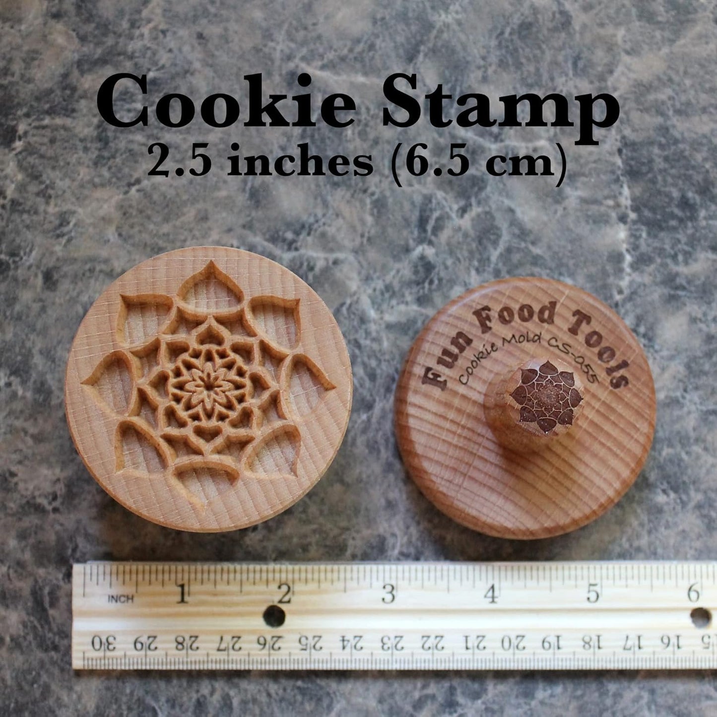 Wood Cookie Stamp, 2.5 Inch (Lotus Mandala CS-055)