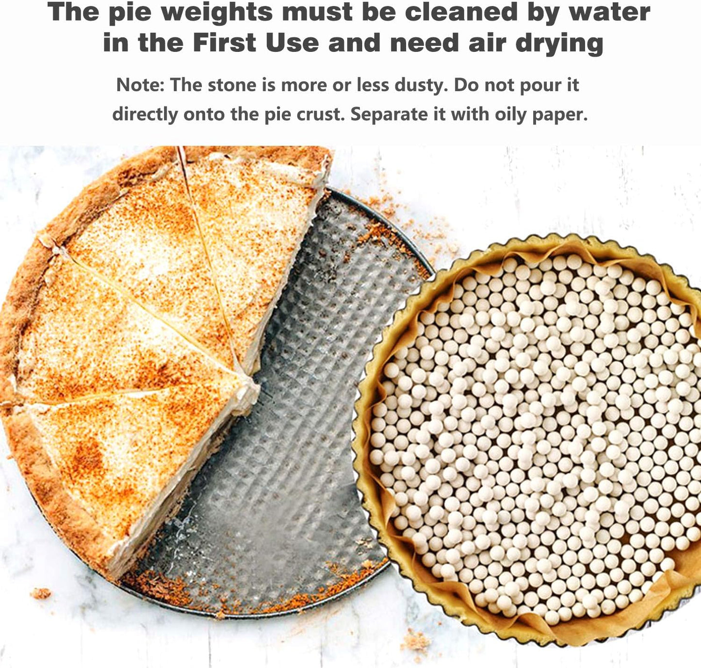 2.2Lb Ceramic Pie Weights Baking Beans Pie Crust Reusable 10mm Weights Natural Ceramic Stoneware with Wheat Straw Container (35 Oz Total) (Pink)