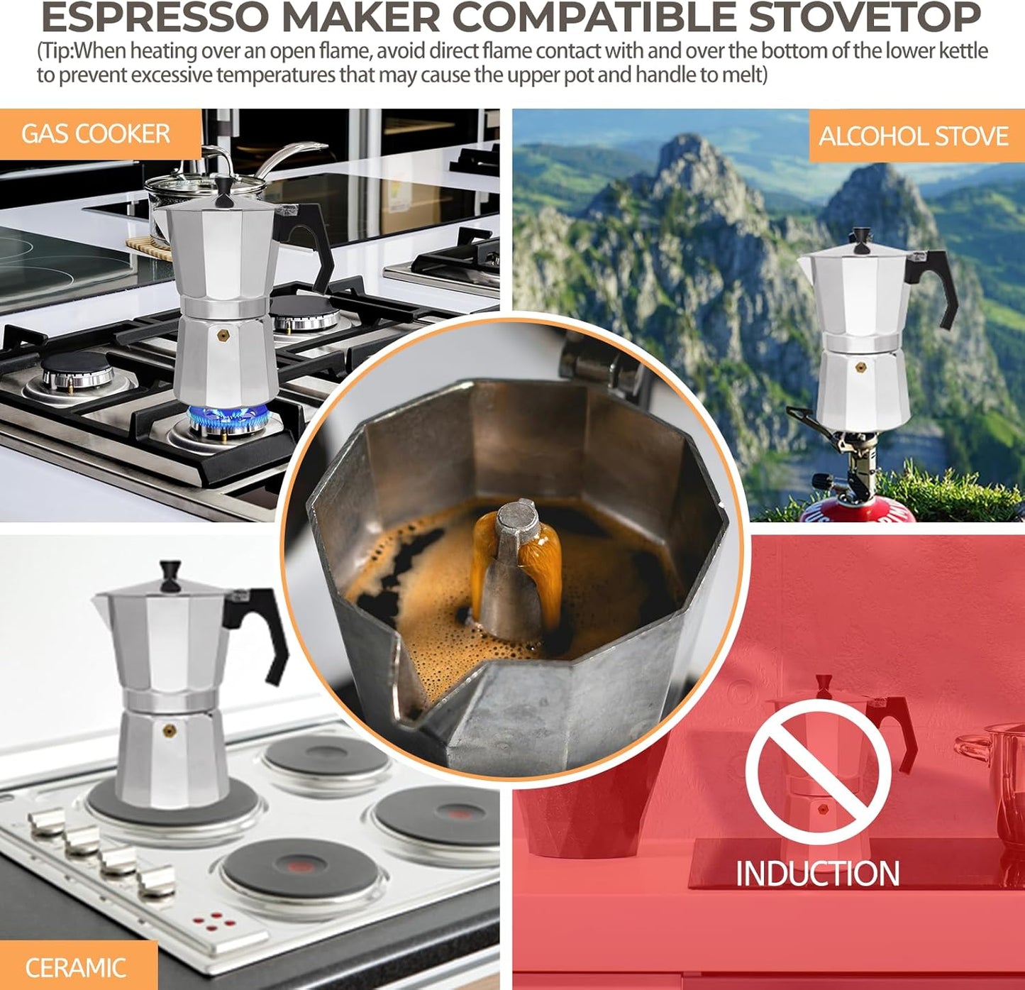 Aluminum 12 Cup 600ml Moka Pot Express Coffee Maker Stovetop Espresso Percolator Coffeemaker Italian Classic Style Brewing Greca Cafe Mocha Machine for Cafeteras Lover Camping Travel and Home Use 20oz