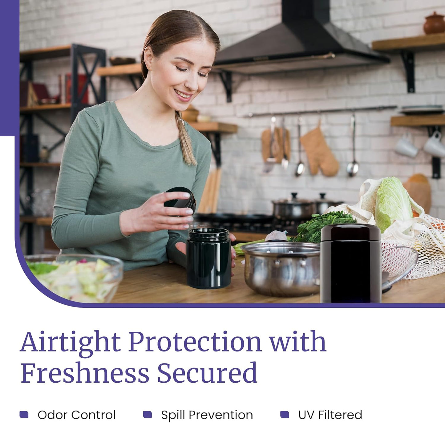 Infinity Jars, Premium Airtight Ultraviolet Glass Jar 250  ML (8.3 fl oz) Pack 10 Smell Proof, Antistatic, Light Blocking Container for Herbs, Coffee, Tea & Spices Durable, Travel-Friendly Storage