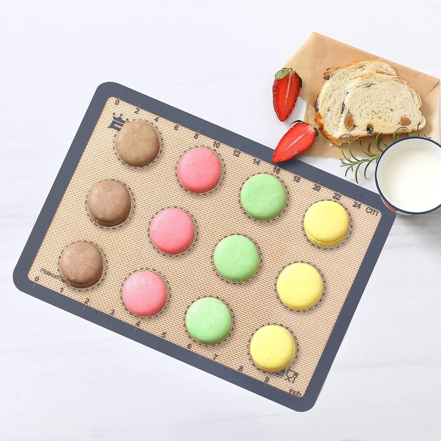 Silicone Baking Mat Set of 4, GUANCI Grade Food Baking mats Non-Stick Reusable Pizza Bakeware Mat for Making Macaroon, Pizza, Cookie, Pastry, Bread, Bun(Grey)