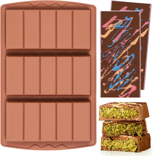 1 Pc Chocolate Bar Mold Deep Large Chocolate Molds Silicone Break Apart Thick Silicone Molds for Candy Bar (5 Snap）