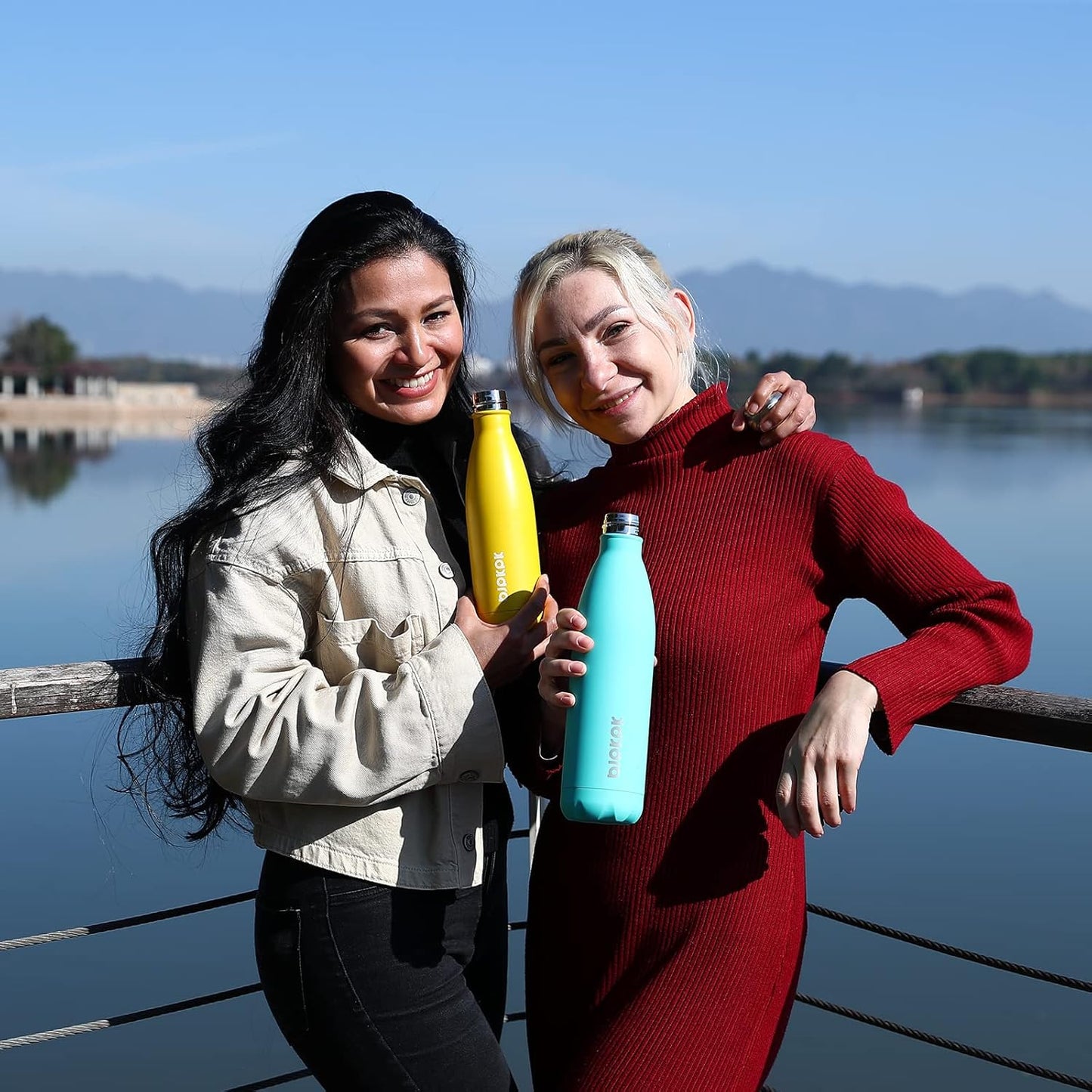 BJPKPK 17oz Insulated Stainless Steel Water Bottles,Sports Water Bottles Keep Cold for 24 Hours and Hot for 12 Hours,BPA Free for Travel,Goldenrod