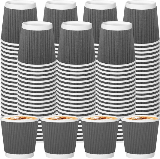 120 Pack Paper Espresso Coffee Cups, 4 oz Disposable Coffee Cups,Corrugated Insulated Ripple Wall, Paper Ripple Cup for Coffee, Hot Chocolate and Hot Tea Drinks -Gray
