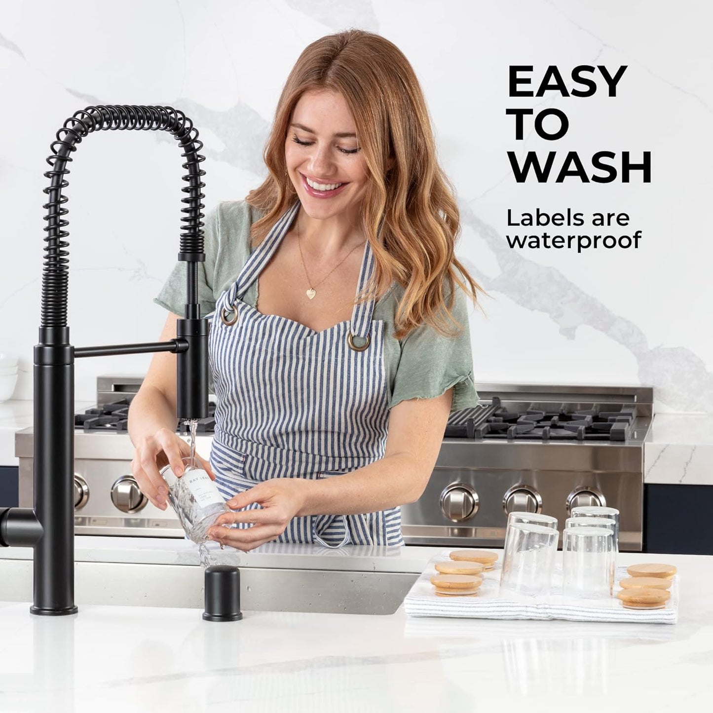 Empty Spice Jars with Label Pack (12x Bamboo Lid Glass Jar). Small 6oz Spice Storage Bottles with 112 Printed Stickers and 48 Writable Pantry Labels for Seasoning Containers