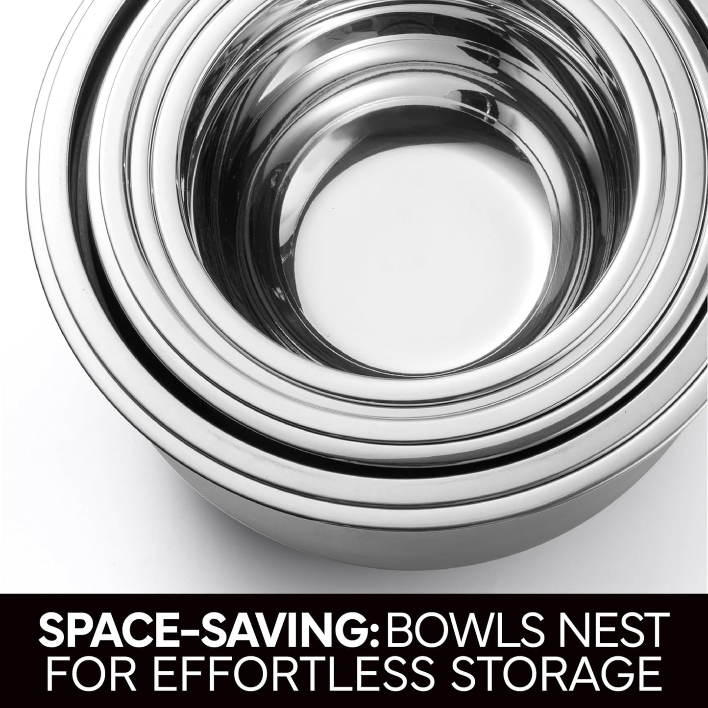 COOK WITH COLOR Stainless Steel Mixing Bowls Set with Lids - Nesting Bowls with Non-Slip Bottom, Black, 12 Pieces