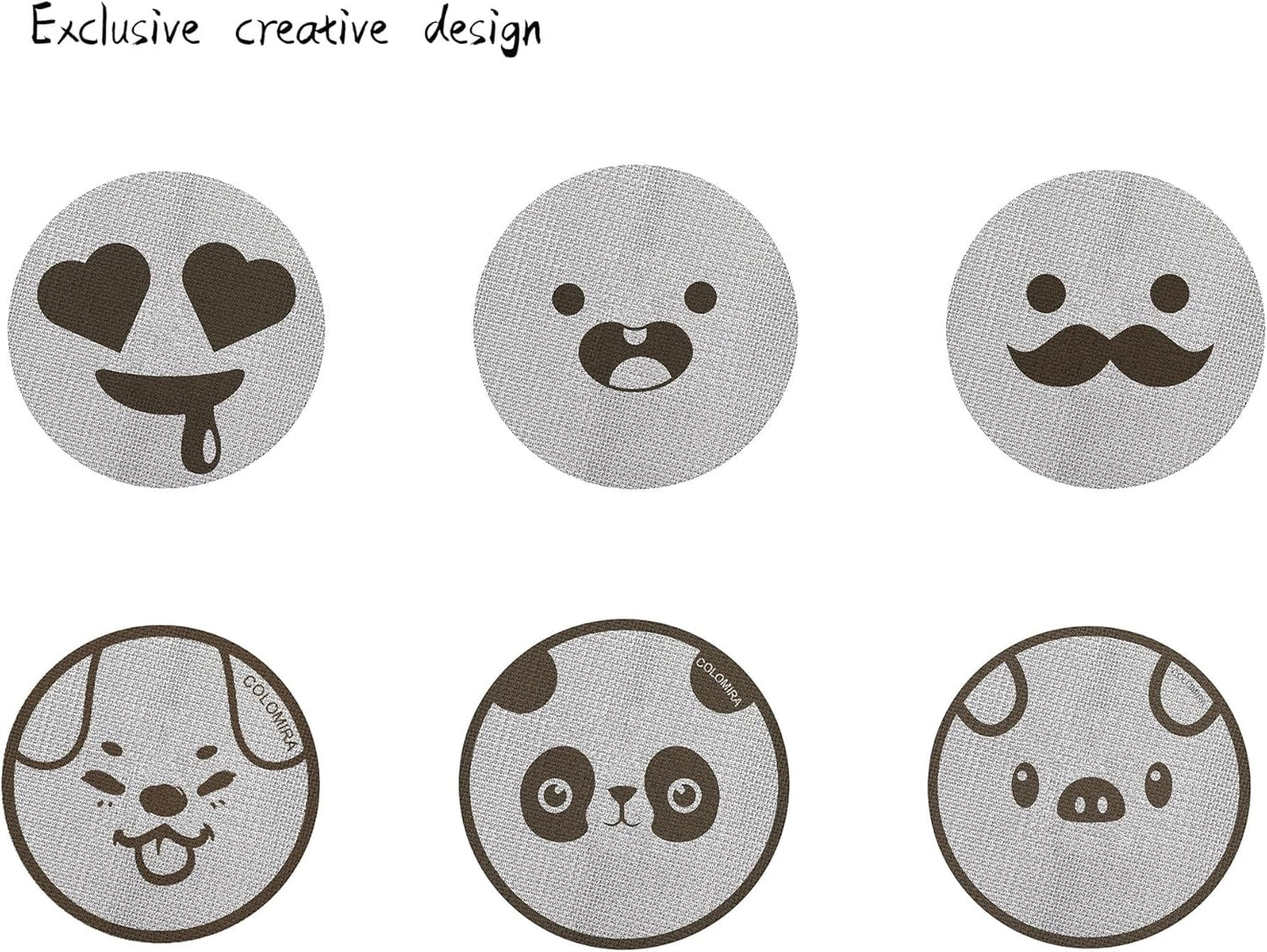 51mm Espresso Puck Screen 3-Pack, Lower Shower Screen, Metal Coffee Reusable Filter for Espresso Portafilter Basket, 1.7 Thickness(Cute Face)