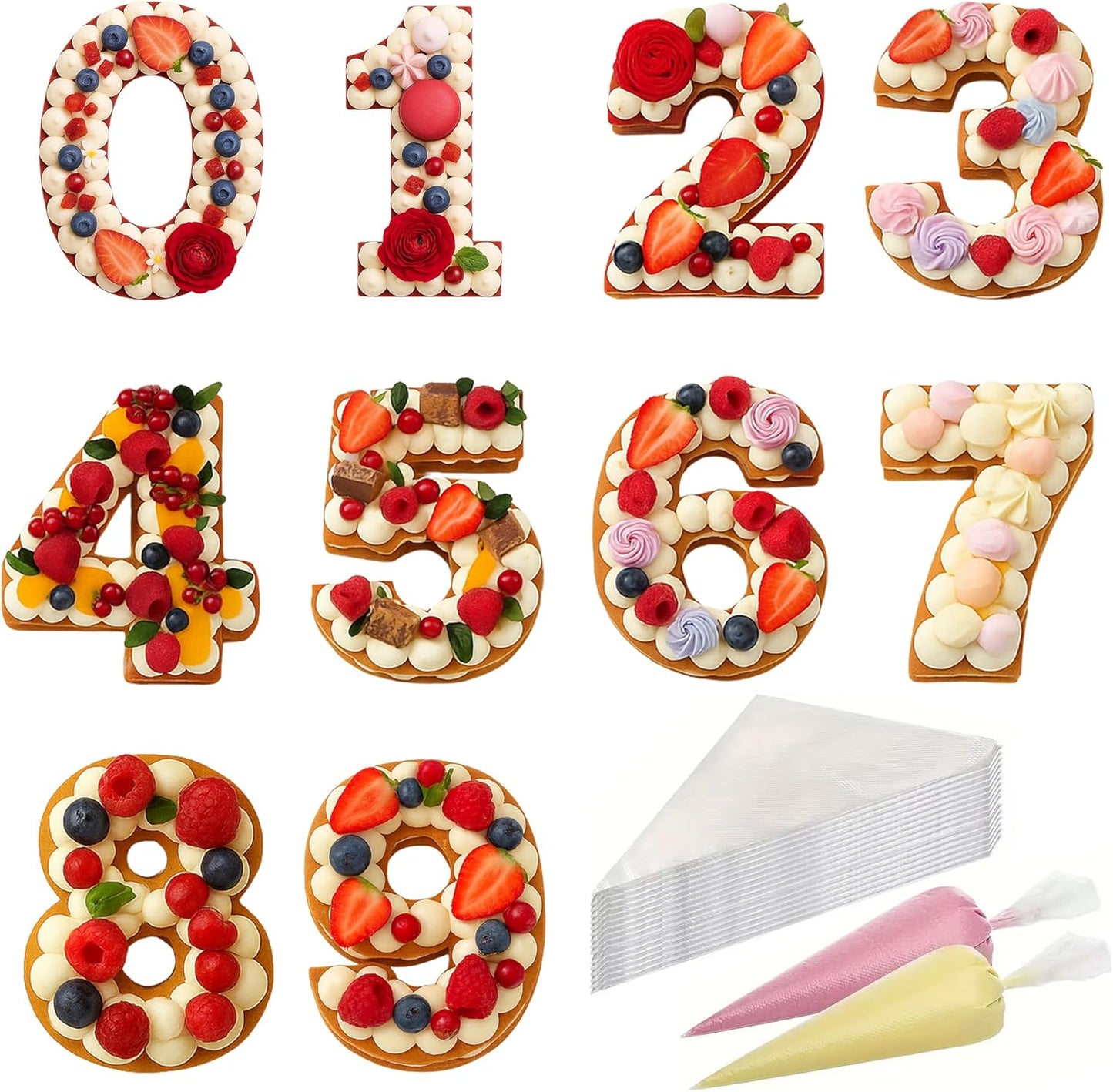 Cake Stencils (10 inch Numbers + 50bags)