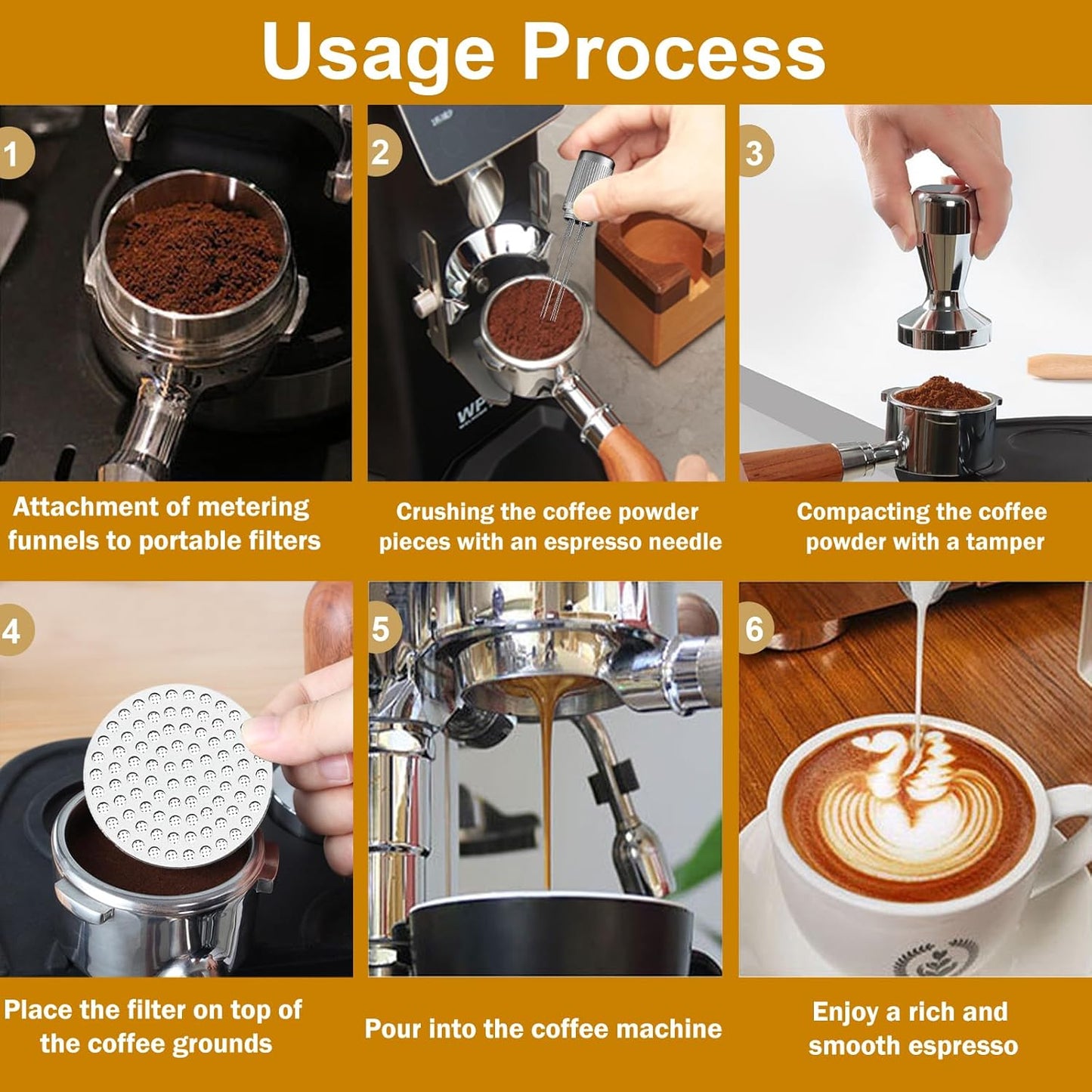 51mm Espresso Accessories Kit,Wdt Tool Espresso,Solid Espresso Tamper,Dosing Funnel and Coffee Puck Screen,Silicone Tamper Mat,0.4mm Stainless Steel 6pin Espresso Stirrer,Barista Tools Espresso Kit