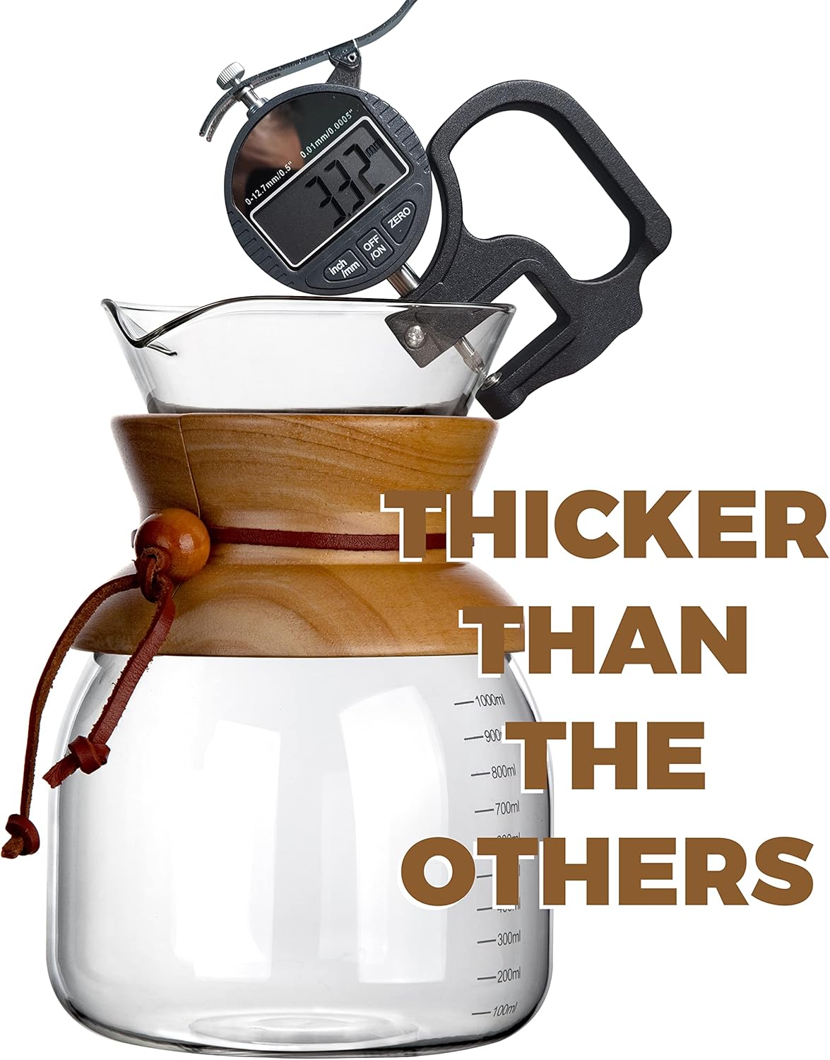 AGOGO Pour Over Coffeemaker Dripper with 304 Stainless Steel Filters Carafe High Capacity 8 Cup