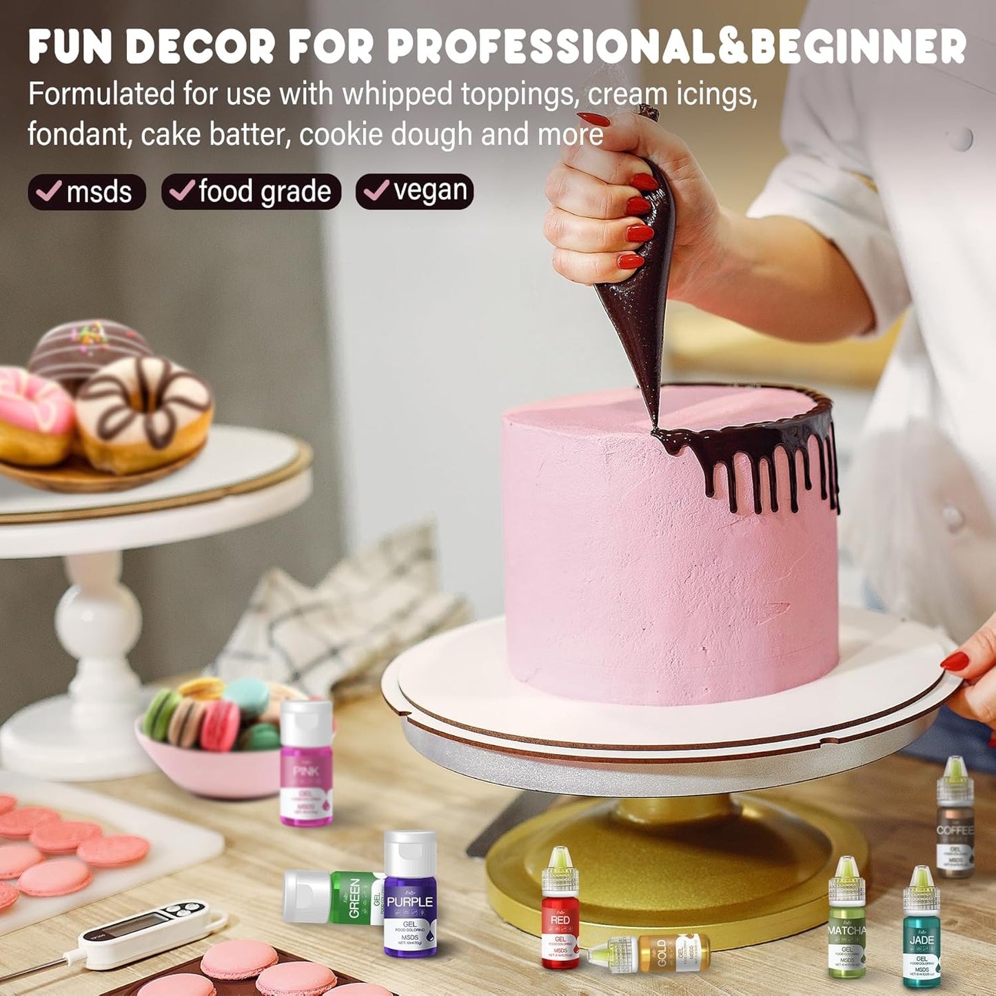 Gel Food Coloring - 22 Vivid Colors Gel Food Coloring Set for Baking, Cake Decorating, Cookie, Fondant, Macaron - Tasteless Concentrated Edible Food Color Dye for Icing, Drinks, Crafts - 6ml Bottles