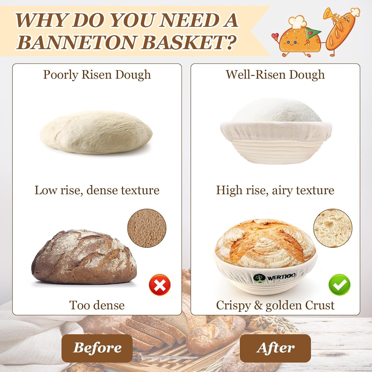 Sourdough Bread Baking Supplies, Sourdough Starter Kit, 9 Inch Round & 10 Inch Oval Banneton Bread Proofing Basket with 24 Oz Glass Jar, Sour Dough Tools with Danish Dough Whisk & Scraper