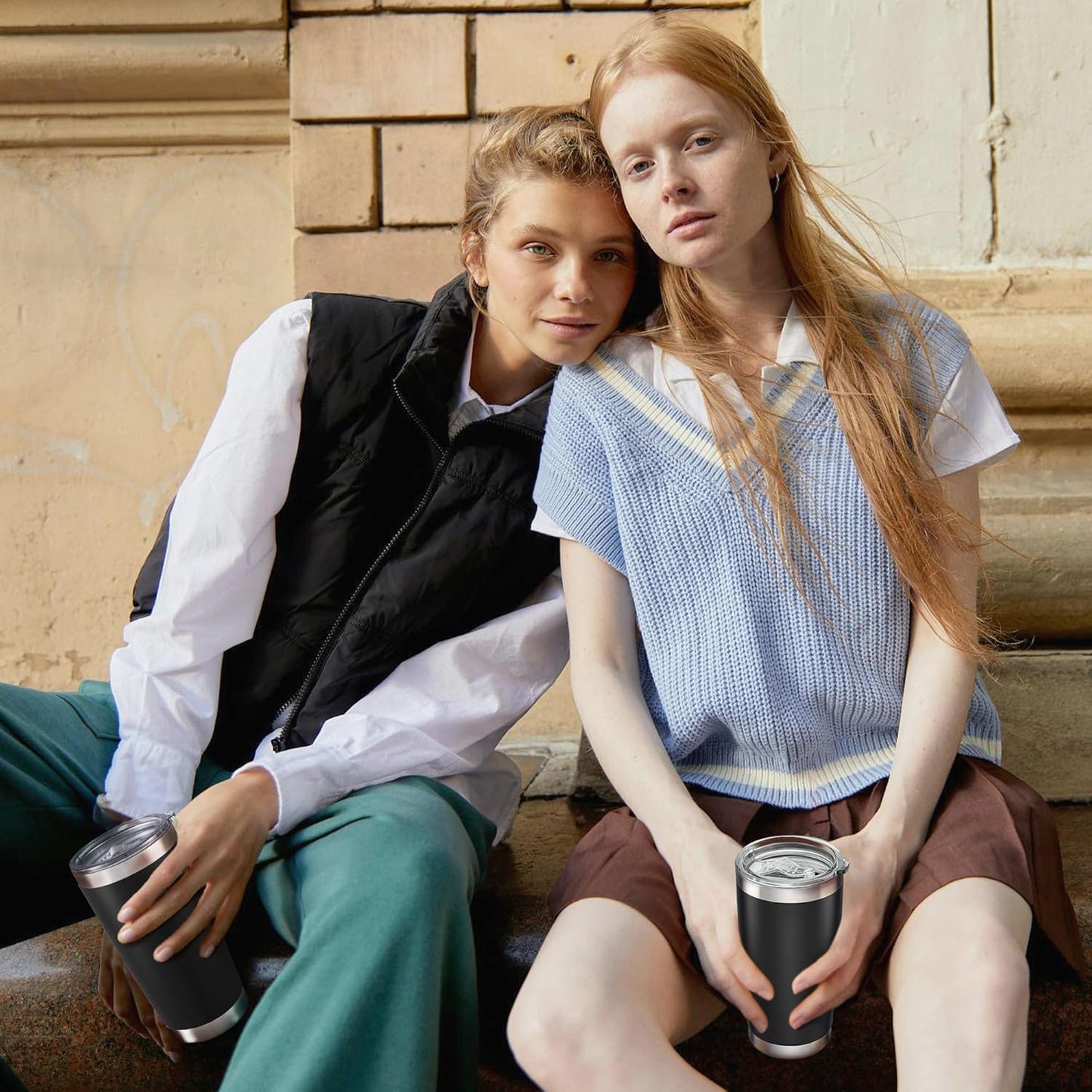 20 oz Tumbler with Lid Stainless Steel Insulated Tumblers Bulk Double Wall Vacuum Cups Powder Coated Travel Mug Keep Drinks Cold and Hot, Black, 12 Pack