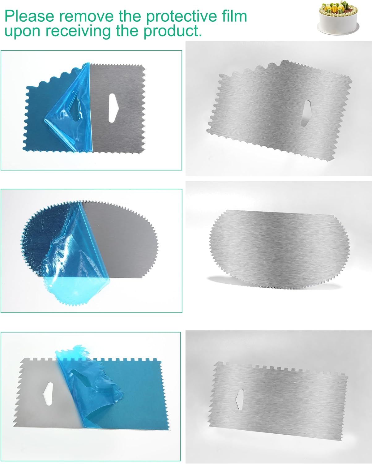 New 6pcs Cake Scraper 430 stainless Decorating Comb and Icing Smoother