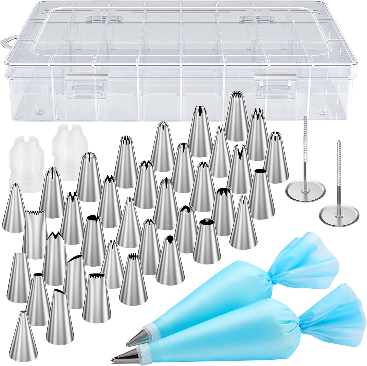 Kootek 42pcs Piping Bags and Tips Set, Cake Decorating Supplies Kits for Baking with 36 Numbered Frosting Icing Tips, 2 Reusable Pastry Bags, Easy Carry Storage Box and Other Baking Tools