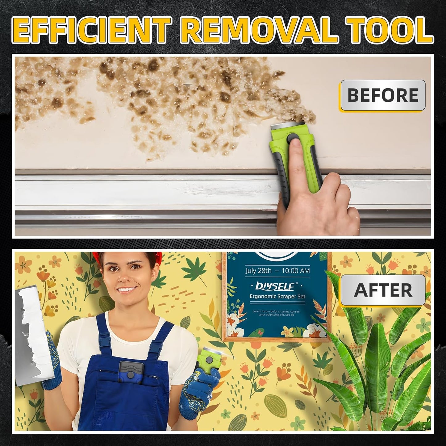 DIYSELF 1 Pack Razor Blade Scraper with 15 Extra Blades, Scraper Tool for Cleaning Window, Paint, Cooktop, Oven, Glass Stove Top Scraper, Razor Scraper with Buit-In Blade Storage (Green)