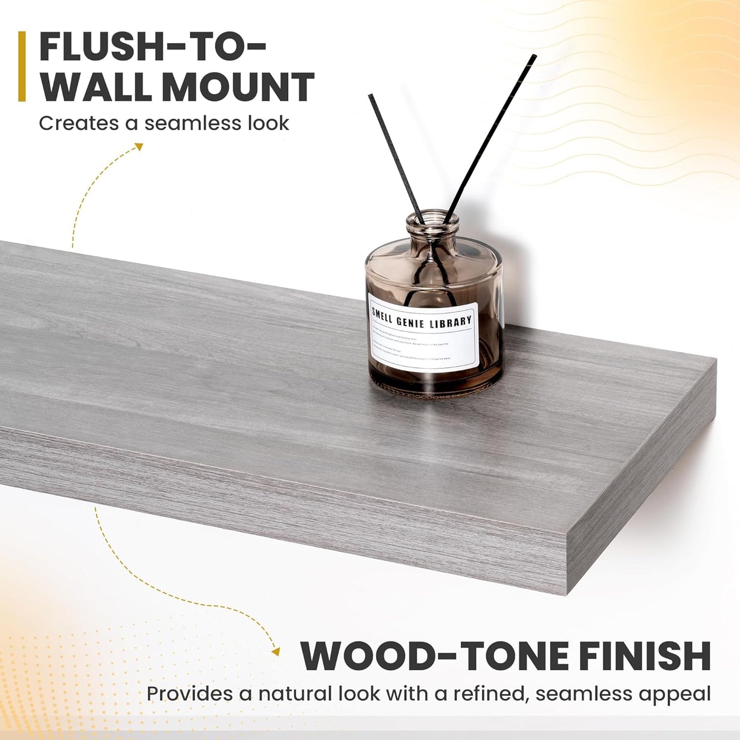 72 Inch Floating Shelves, 9.3" Deep Floating Shelf Wall Mounted, 72" Wall Shelves, Rustic Deep Bookshelf, Large Display Shelves & Storage Shelves for Bedroom, Living Room, Grey, Set of 1