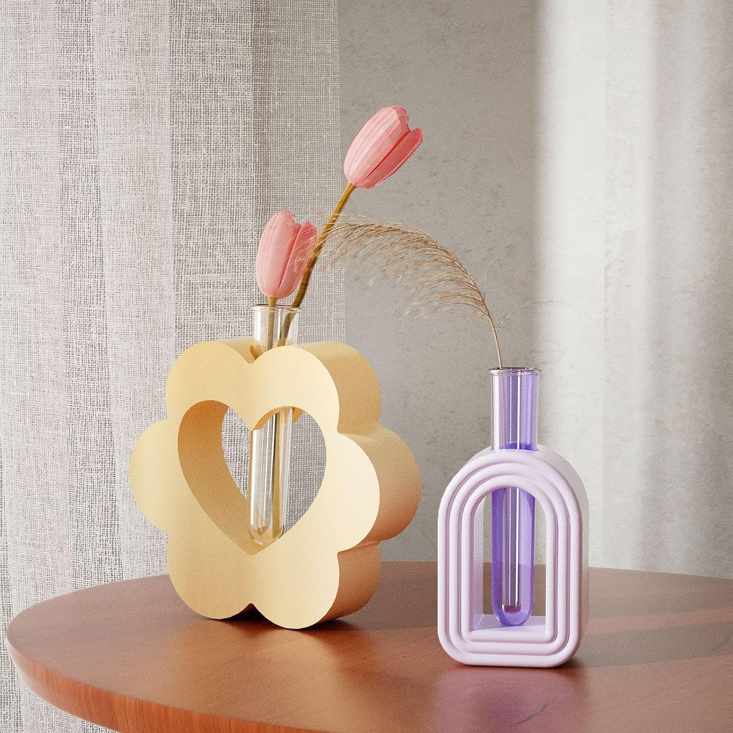 Heart Resin Vase Mold with Test Tube Culture Water Plant Silicone Molds for Crafts Epoxy Resin Casting Mold for DIY Flower Holder Home Office Decor Wedding (Style 1)