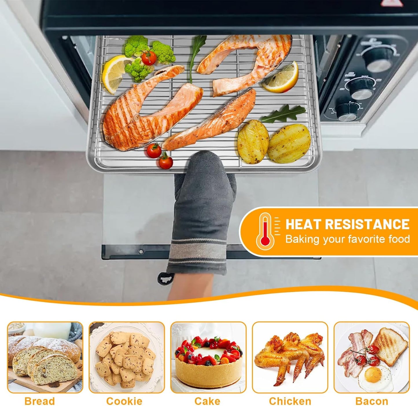 TeamFar Cooling Rack, 11.7” x 9” Stainless Steel Wire Baking Rack for Cooking Roasting Grilling, Fit for Oven Pan, Oven & Dishwasher Safe, Non-toxic & Heavy-Duty, 2PCS