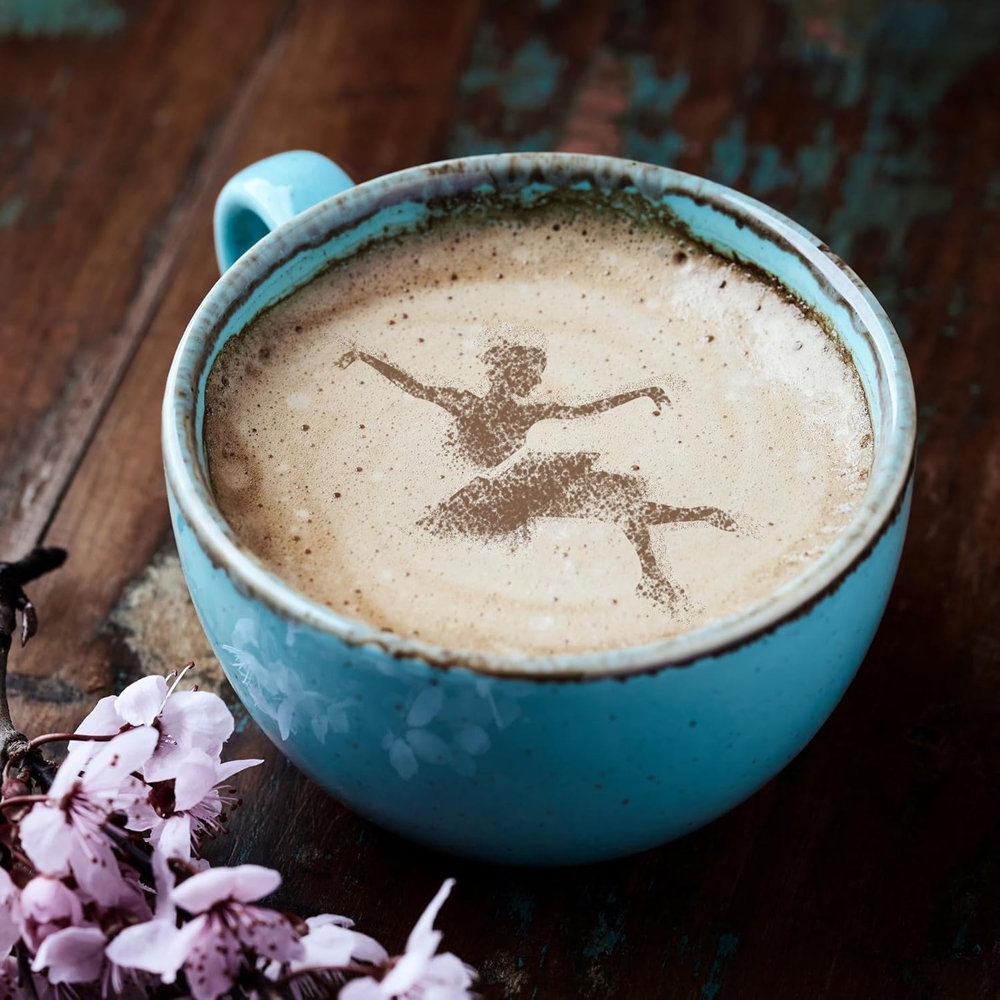 NAKLEO Coffee Cookies Decoration Reusable Plastic Baking Stencil - 7x7cm and 11x11cm / 2.8'x2.8' and 4.3'x4.3' - Ballerinas Dancers Ballet - Art Craft DIY Biscuit Pastry Cake Glaze Kitchen