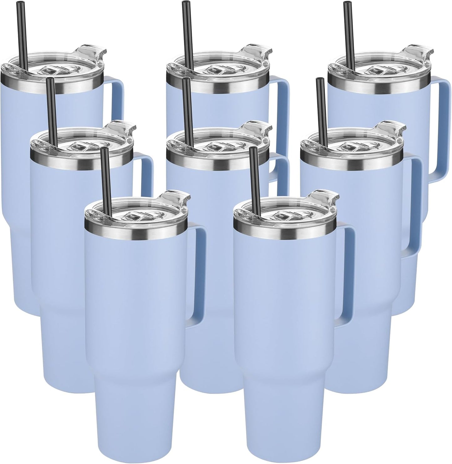 HASLE OUTFITTERS 40 oz Stainless Steel Tumbler with Handle, Vacuum Insulated Tumblers Bulk, Reusable Double Wall Travel Coffee Mug, Durable Powder Coated Water Bottle(Blue, 8)