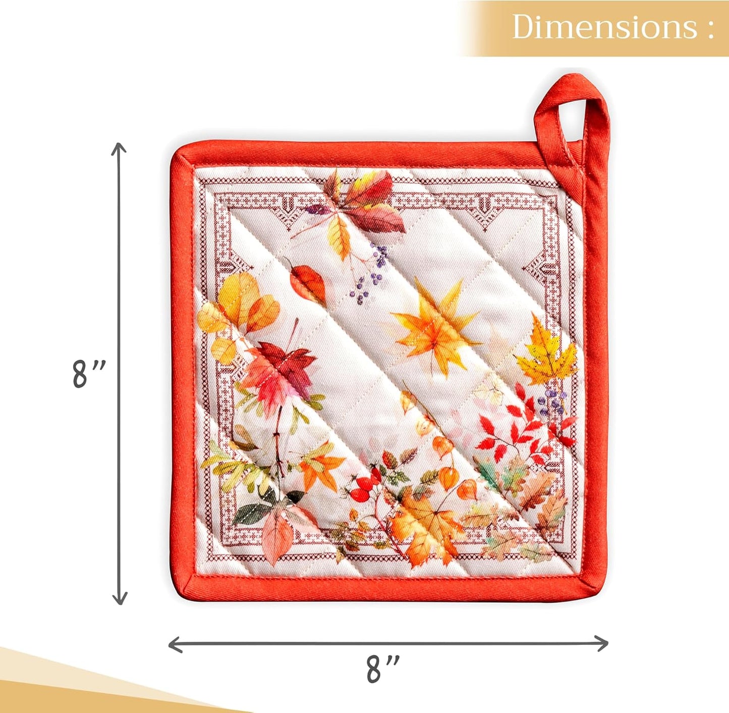 Maison d' Hermine Pot Holders Set 100% Cotton Heat Resistant Potholders 8" x 8" Hot Pads with Loop BBQ, Cooking, Baking, Grilling, Kitchen, Handling Hot Pans (Pack of 2, Amarante)