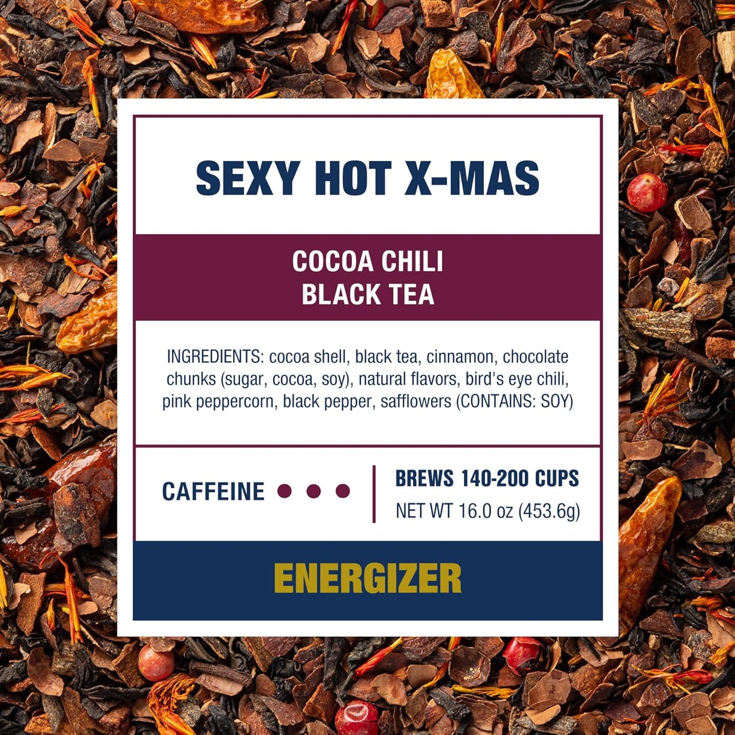 Tiesta Tea - Sexy Hot Christmas, Loose Leaf, Cocoa Chili Black Tea, Premium Blend, High Caffeinated Spicy Black, Make Hot or Iced Tea & Brews Up to 200 Cups, 16oz Resealable Bulk Pouch